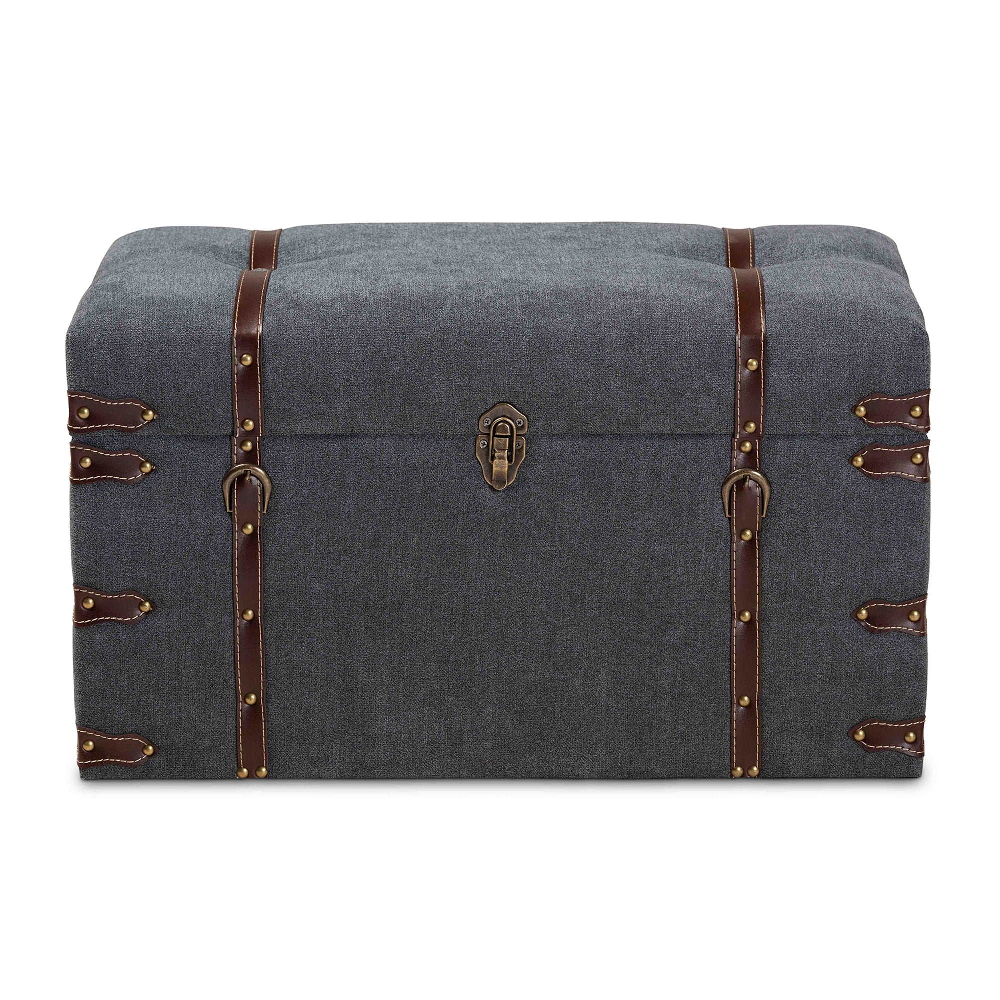 Baxton Studio Palma Modern and Contemporary Transitional Grey Fabric Upholstered Storage Trunk Ottoman