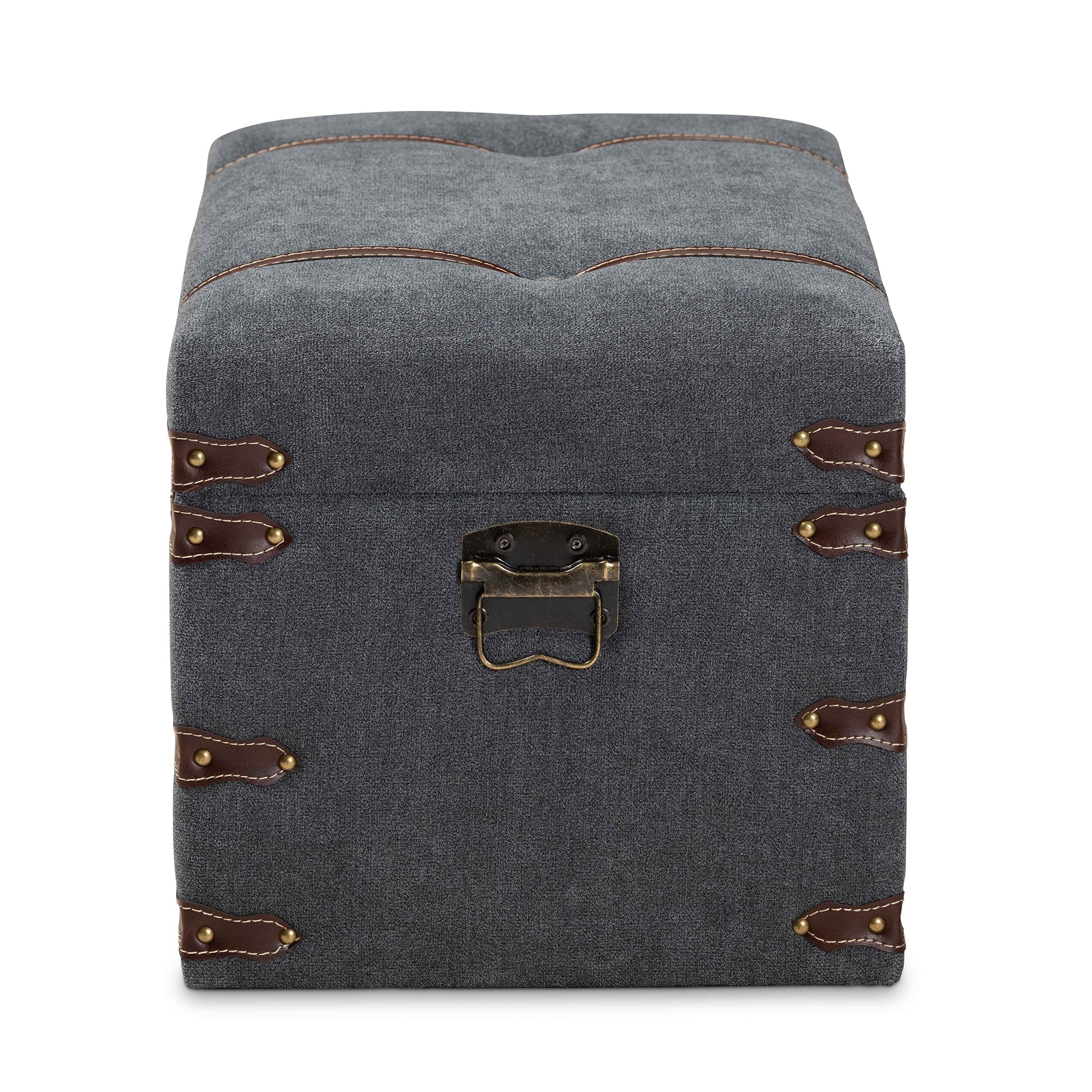 Baxton Studio Palma Modern and Contemporary Transitional Grey Fabric Upholstered Storage Trunk Ottoman