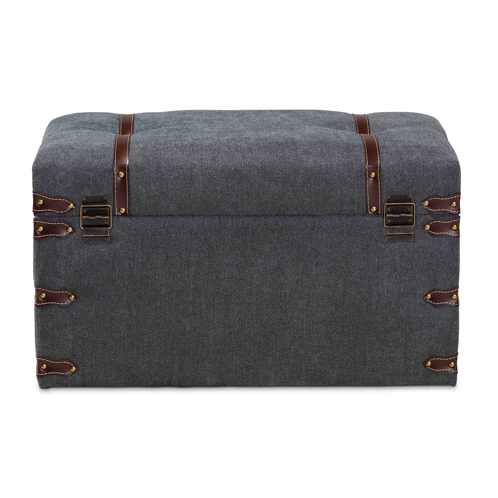 Baxton Studio Palma Modern and Contemporary Transitional Grey Fabric Upholstered Storage Trunk Ottoman