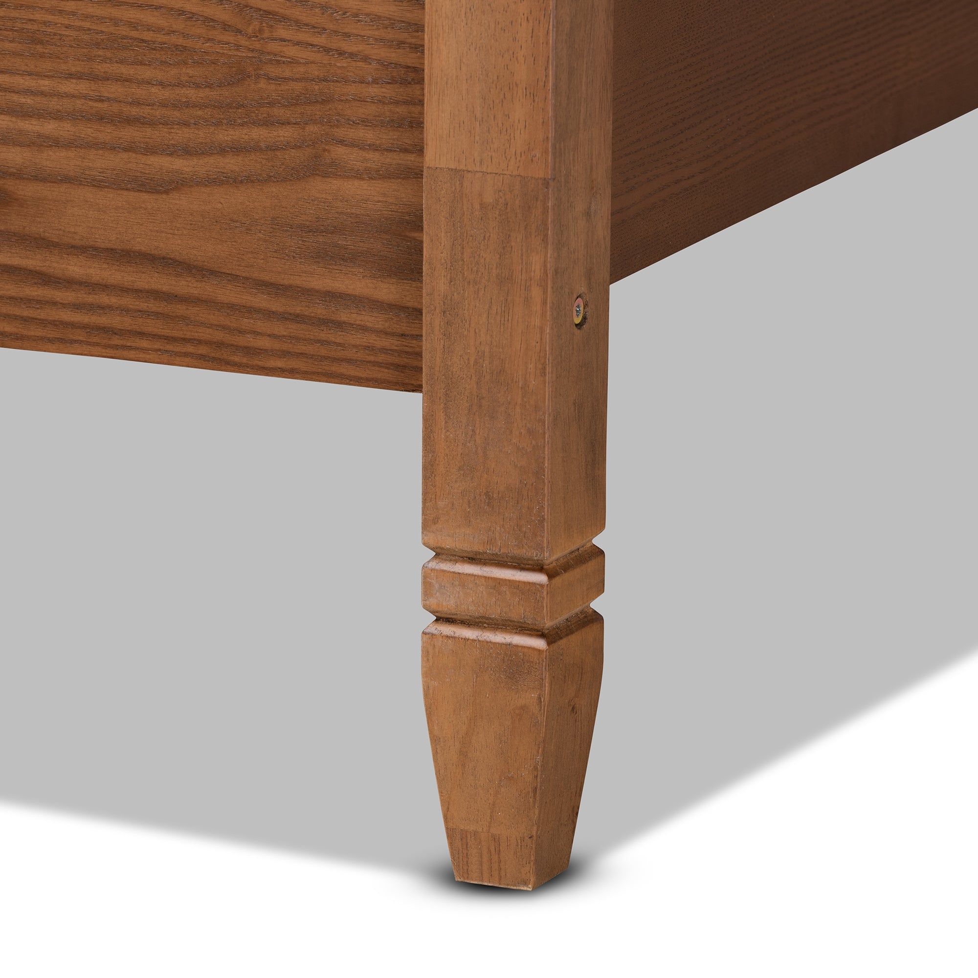 Baxton Studio Malia Modern and Contemporary Walnut Brown Finished Wood and Synthetic Rattan King Size Canopy Bed