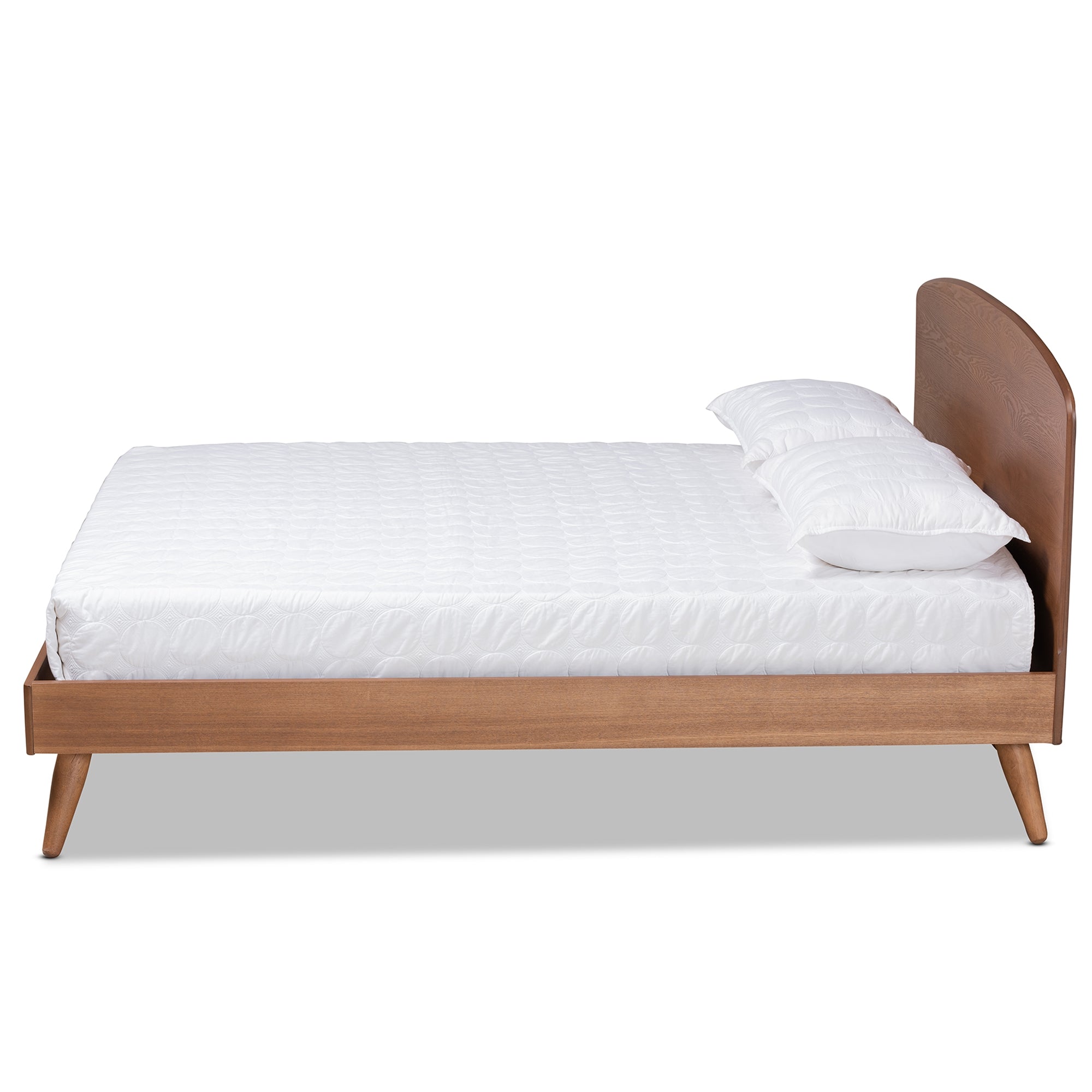 Baxton Studio Keagan Mid-Century Modern Transitional Walnut Brown Finished Wood Queen Size Platform Bed