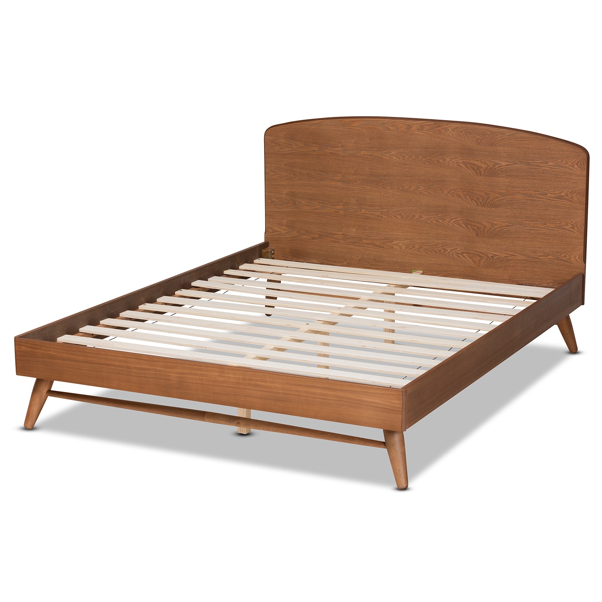 Baxton Studio Keagan Mid-Century Modern Transitional Walnut Brown Finished Wood Queen Size Platform Bed