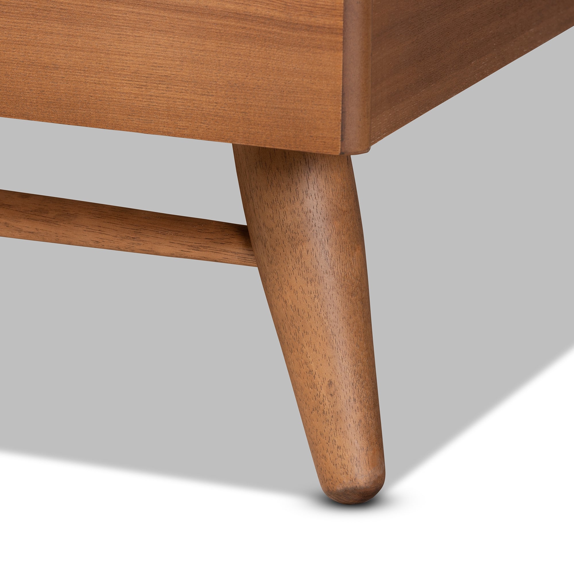 Baxton Studio Keagan Mid-Century Modern Transitional Walnut Brown Finished Wood Full Size Platform Bed