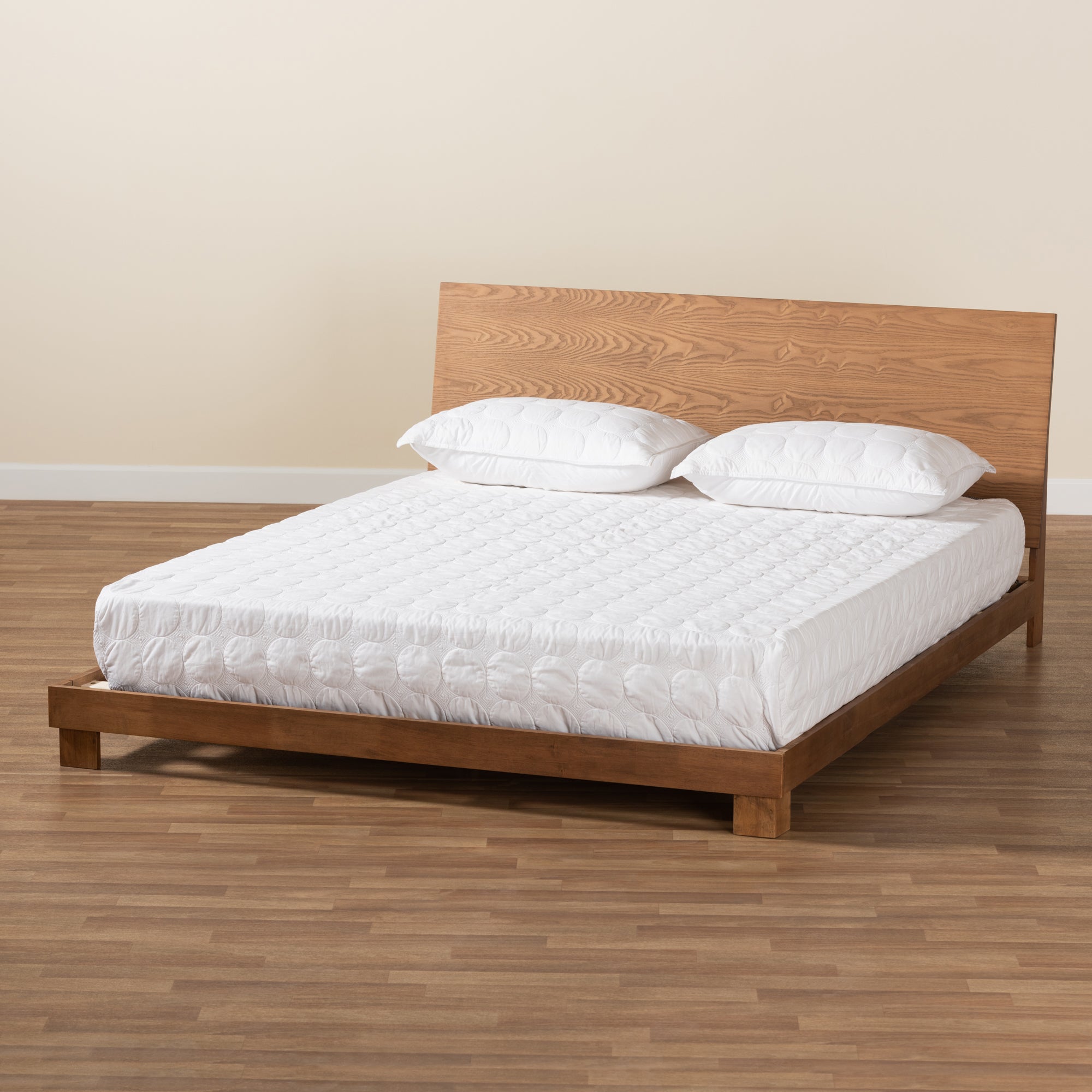 Baxton Studio Haines Modern and Contemporary Walnut Brown Finished Wood King Size Platform Bed