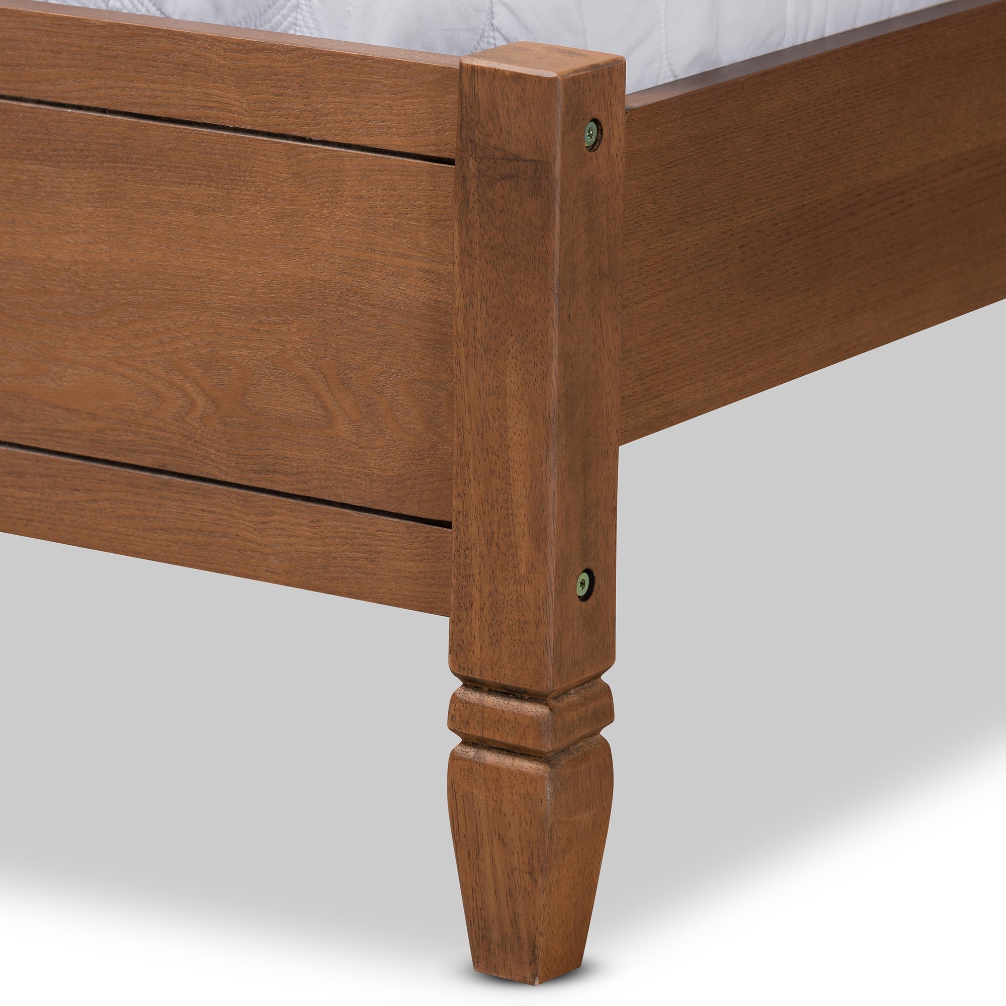 Baxton Studio Redmond Mid-Century Modern Walnut Brown Finished Wood and Synthetic Rattan Queen Size Platform Bed