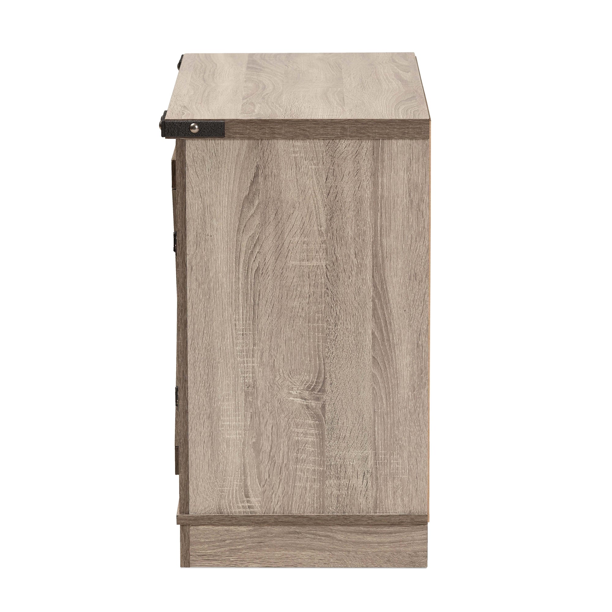 Baxton Studio Wayne Modern Contemporary Farmhouse Oak Brown Finished Wood 2-Door Shoe Storage Cabinet