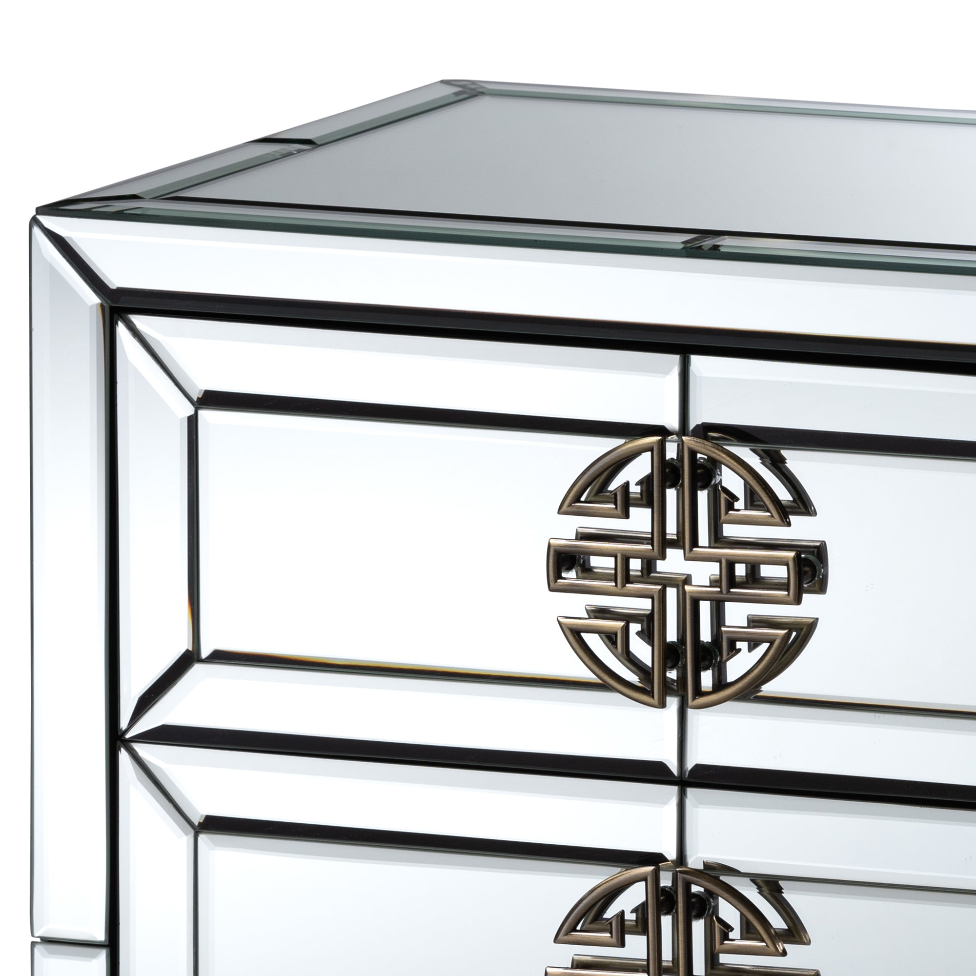 Baxton Studio Laken Contemporary Glam and Luxe Mirrored and Antique Bronze Finished 3-Drawer End Table