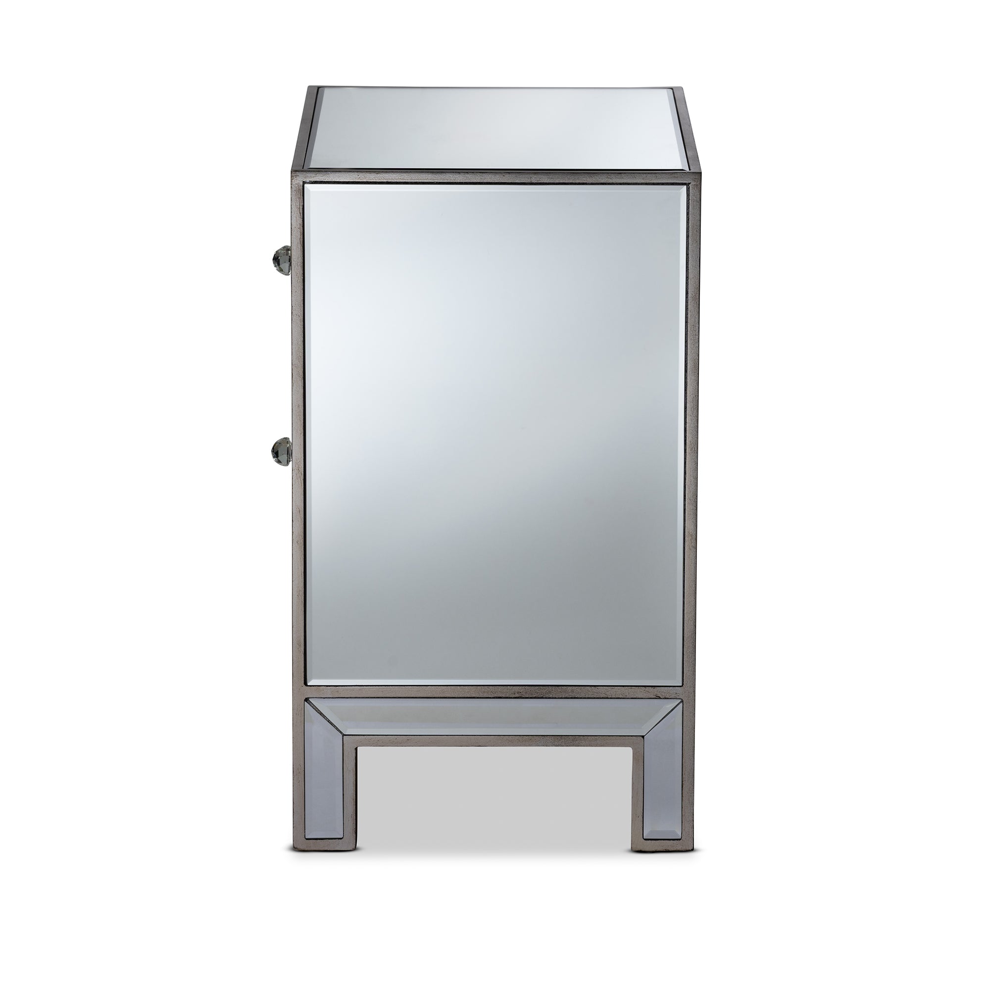 Baxton Studio Fadri Contemporary Glam and Luxe Mirrored 2-Drawer End Table