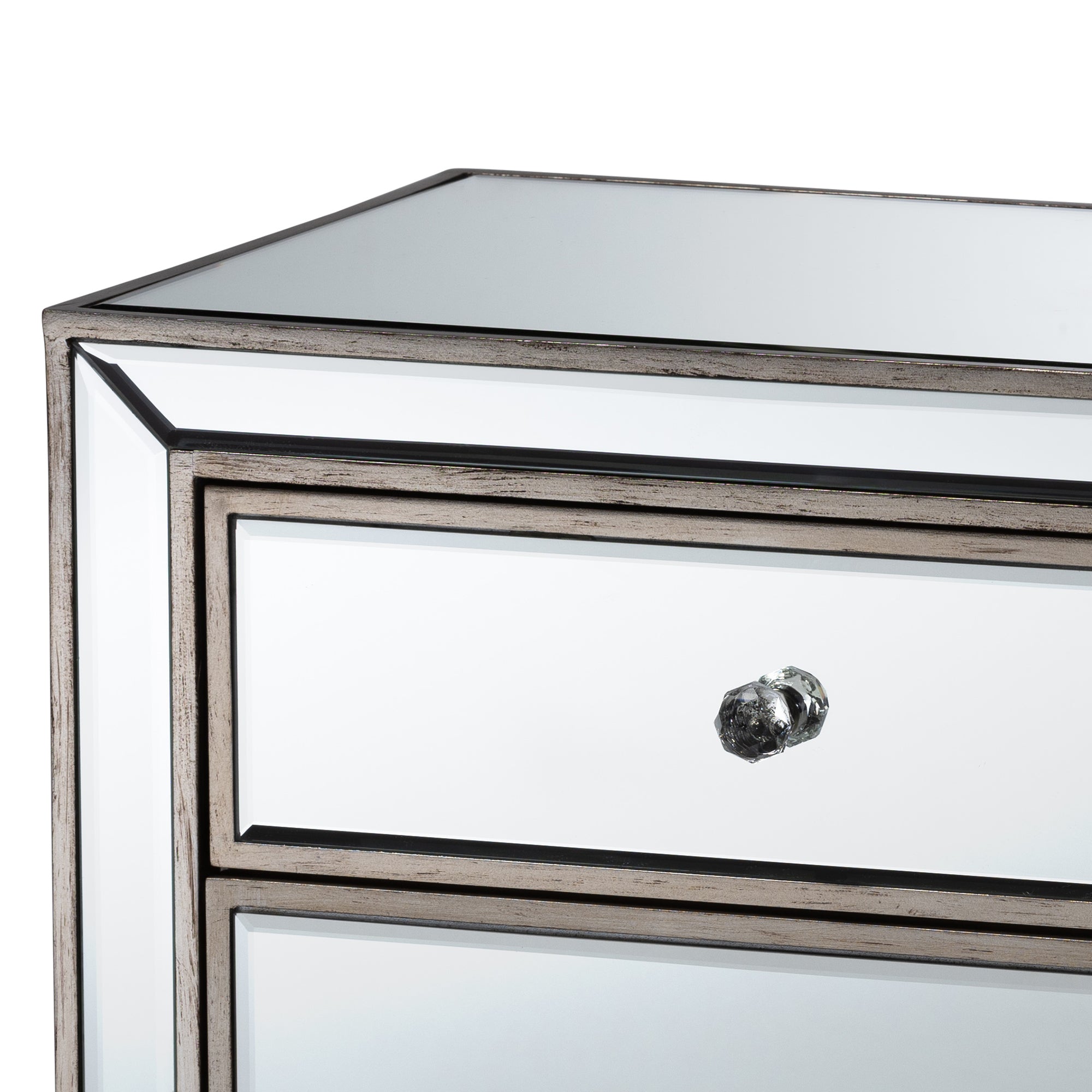 Baxton Studio Fadri Contemporary Glam and Luxe Mirrored 2-Drawer End Table