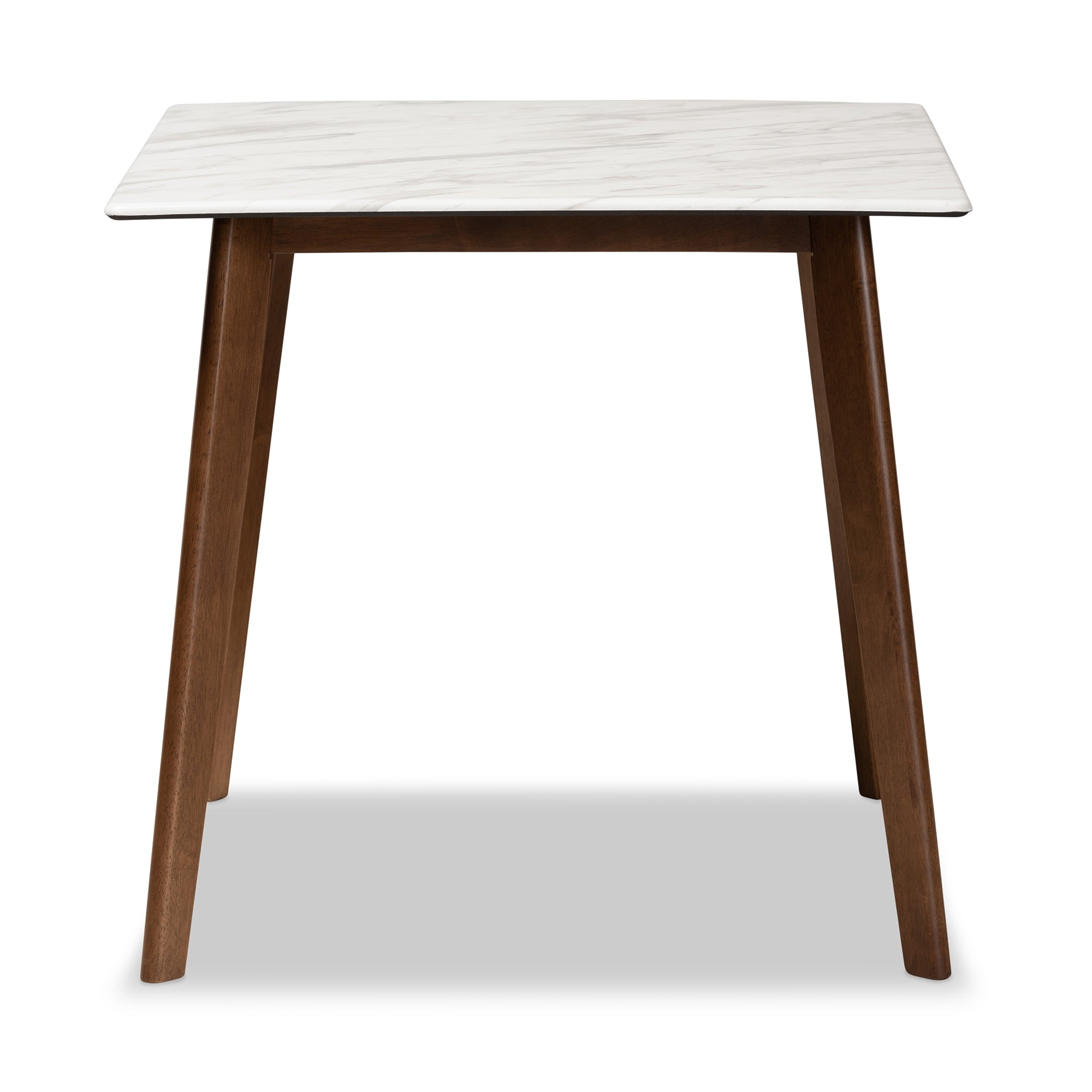 Baxton Studio Kaylee Mid-Century Modern Transitional Walnut Brown Finished Wood Dining Table with Faux Marble Tabletop