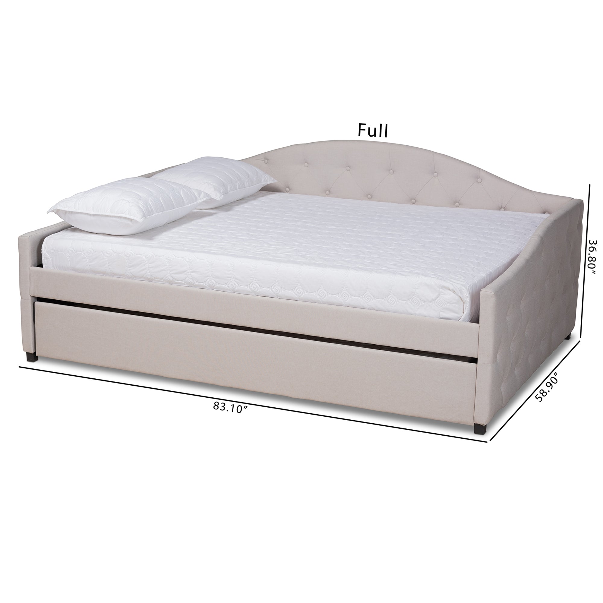 Baxton Studio Becker Modern and Contemporary Transitional Beige Fabric Upholstered Queen Size Daybed with Trundle