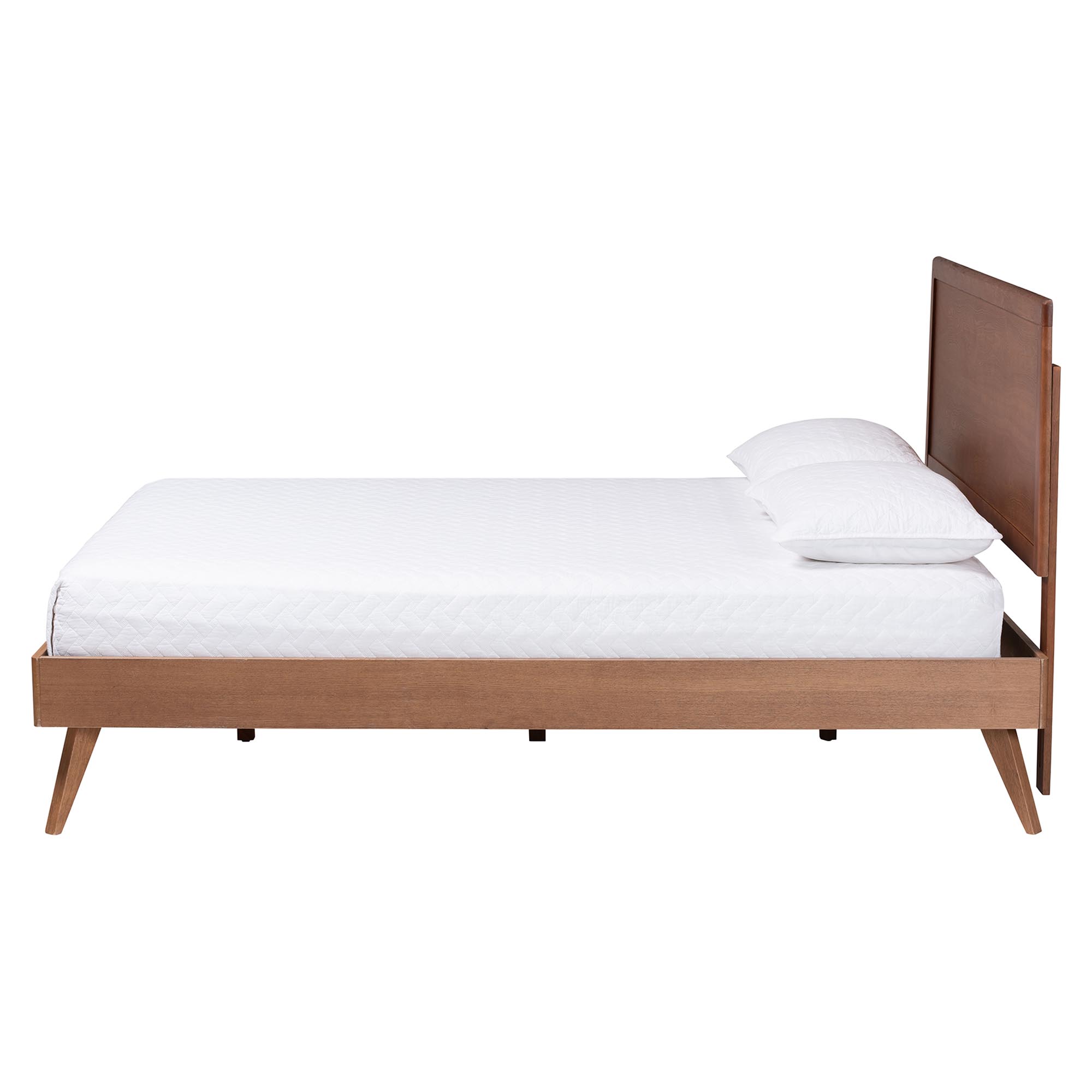 Baxton Studio Jiro Platform Bed - Mid-Century Modern Wood Bed Frame with Panel Headboard and Angled Legs for Bedroom or Guest Room, Full