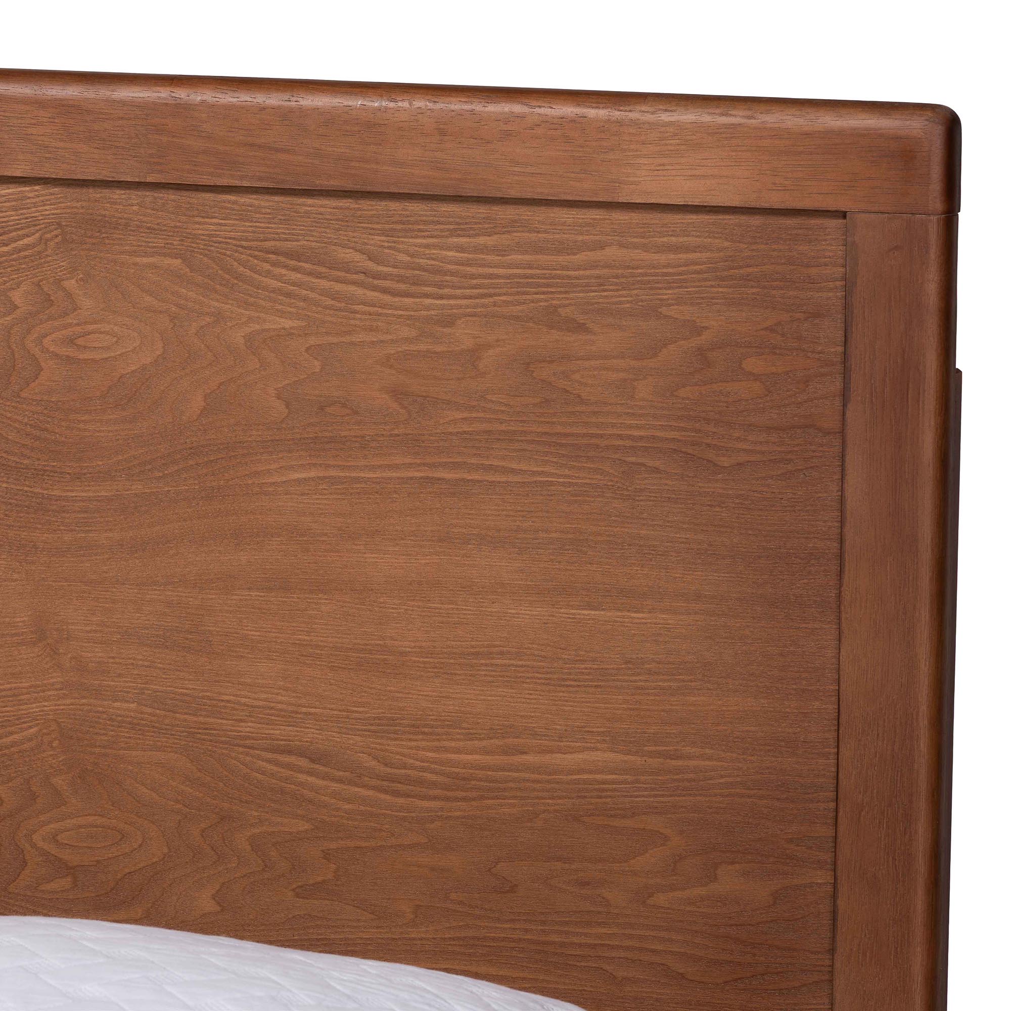 Baxton Studio Jiro Platform Bed - Mid-Century Modern Wood Bed Frame with Panel Headboard and Angled Legs for Bedroom or Guest Room, Queen