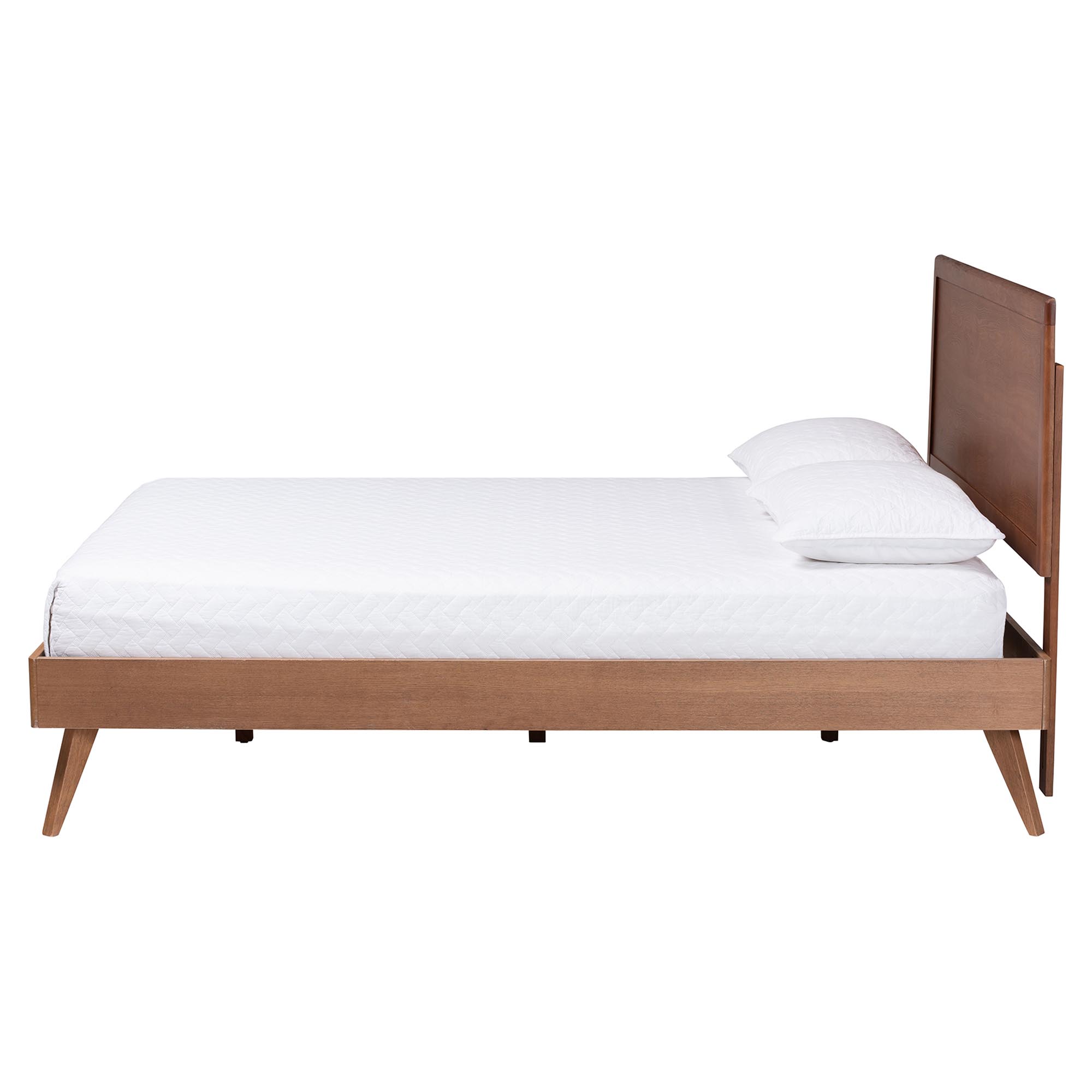 Baxton Studio Jiro Platform Bed - Mid-Century Modern Wood Bed Frame with Panel Headboard and Angled Legs for Bedroom or Guest Room, King