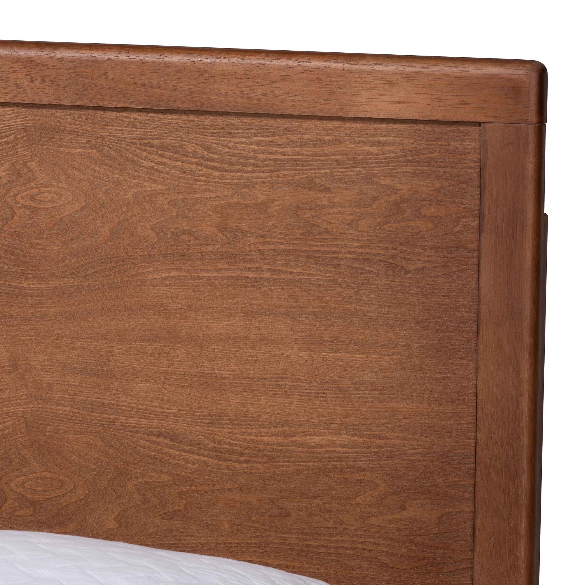 Baxton Studio Jiro Platform Bed - Mid-Century Modern Wood Bed Frame with Panel Headboard and Angled Legs for Bedroom or Guest Room, King