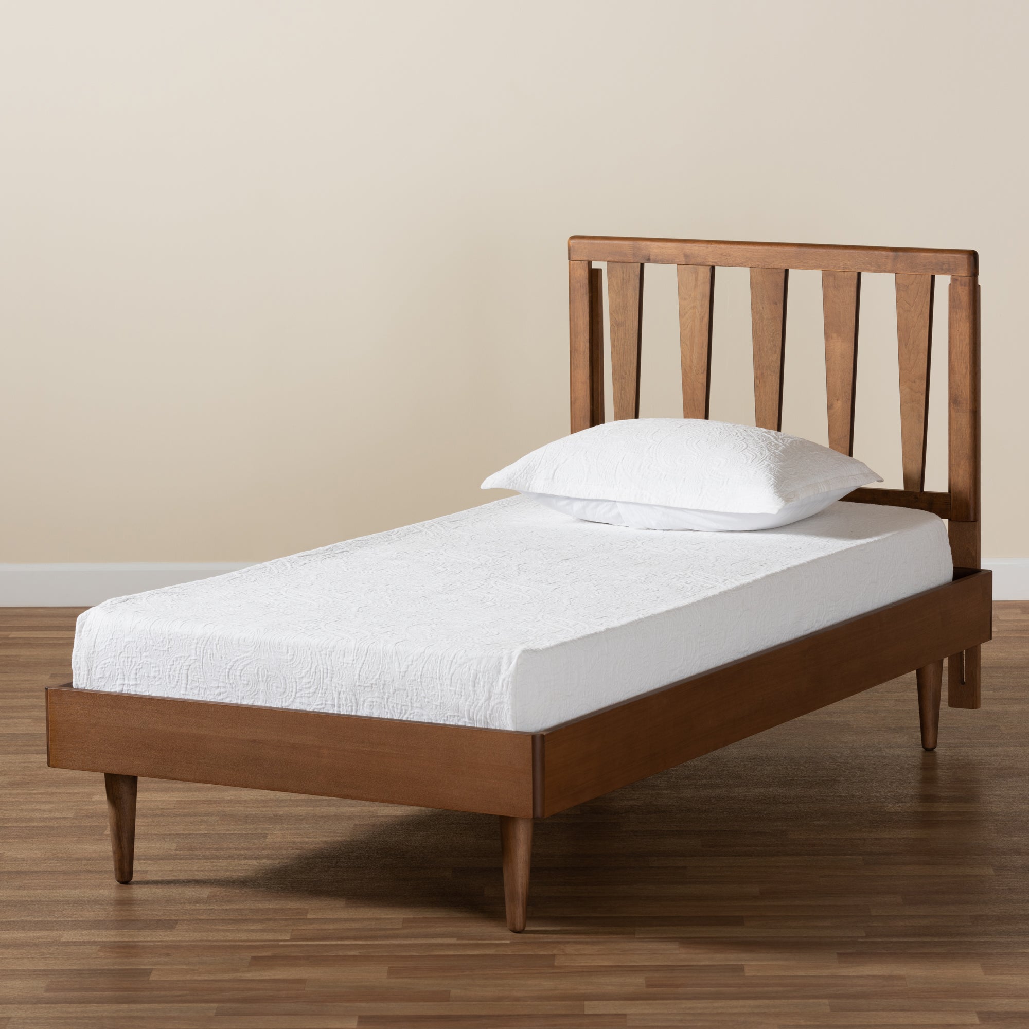 Baxton Studio Kuro Modern and Contemporary Walnut Brown Finished Wood Twin Size Platform Bed