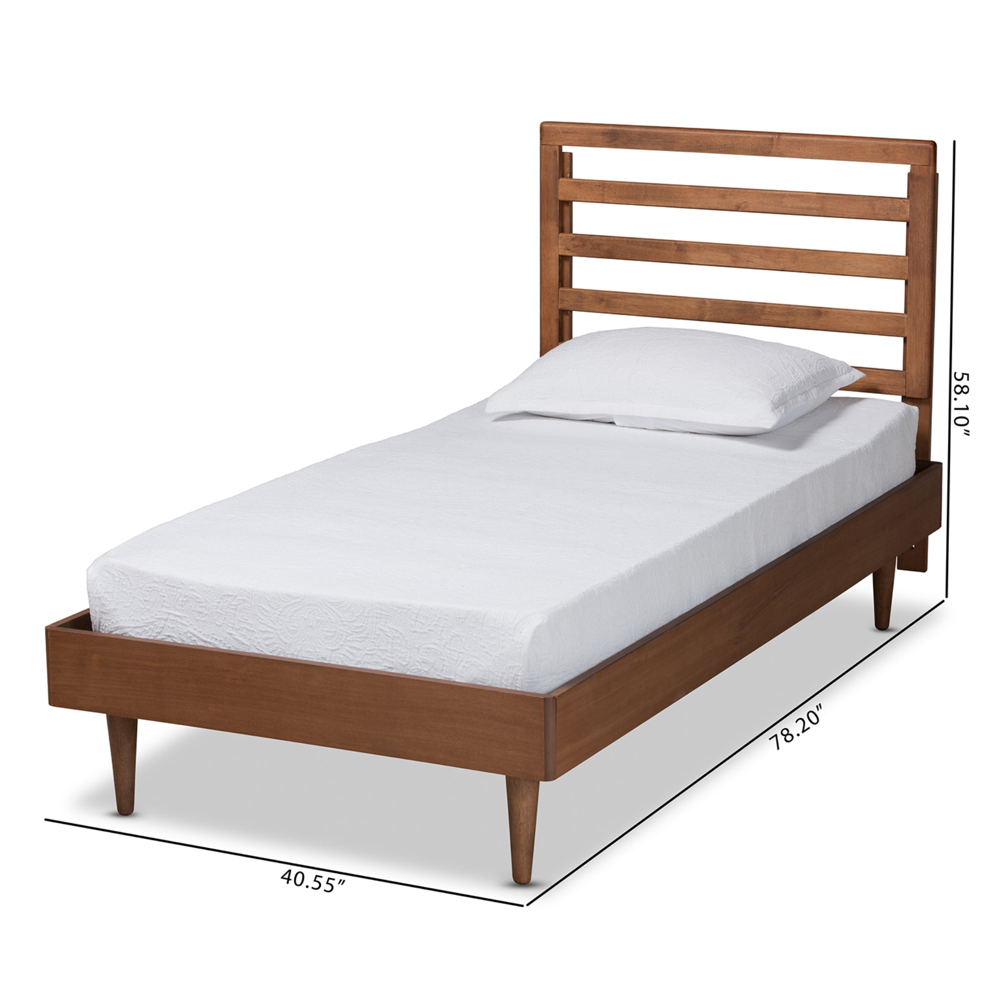 Baxton Studio Ryo Mid-Century Modern Transitional Walnut Brown Finished Wood Twin Size Platform Bed