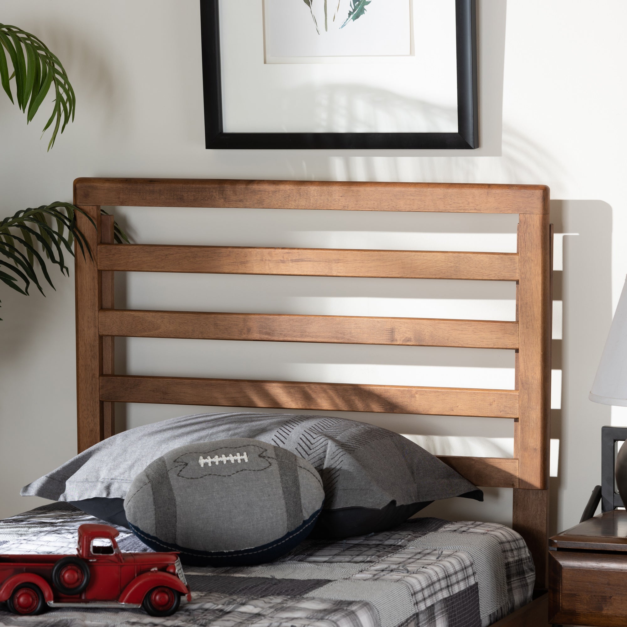 Baxton Studio Akemi Modern and Contemporary Ash Walnut Finished Wood Twin Size Headboard