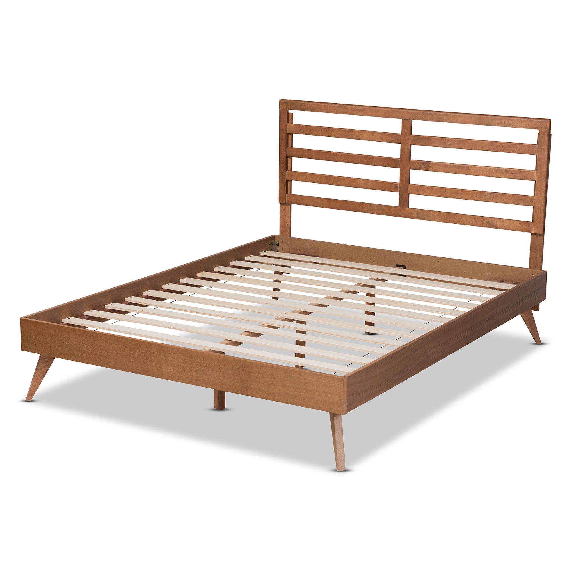 Baxton Studio Shiro Mid-Century Modern Ash Walnut Finished Wood Full Size Platform Bed