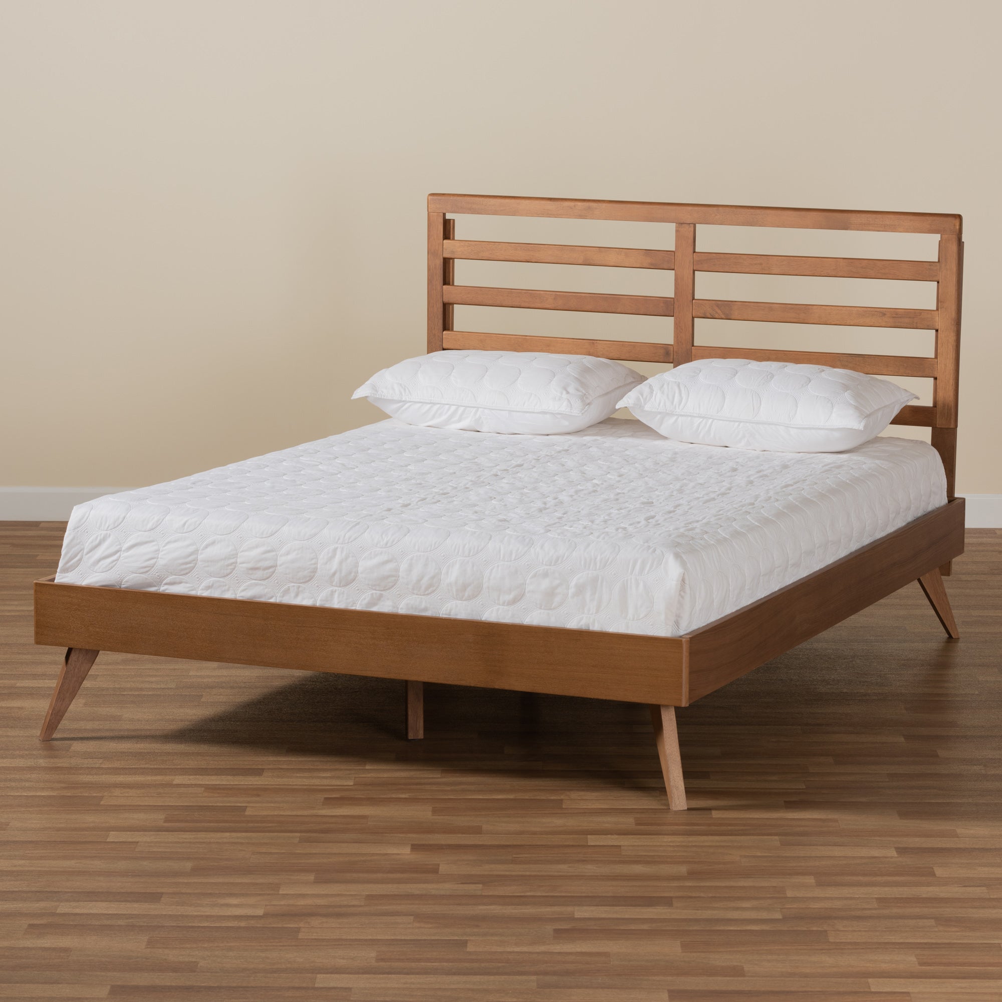 Baxton Studio Shiro Mid-Century Modern Ash Walnut Finished Wood Full Size Platform Bed
