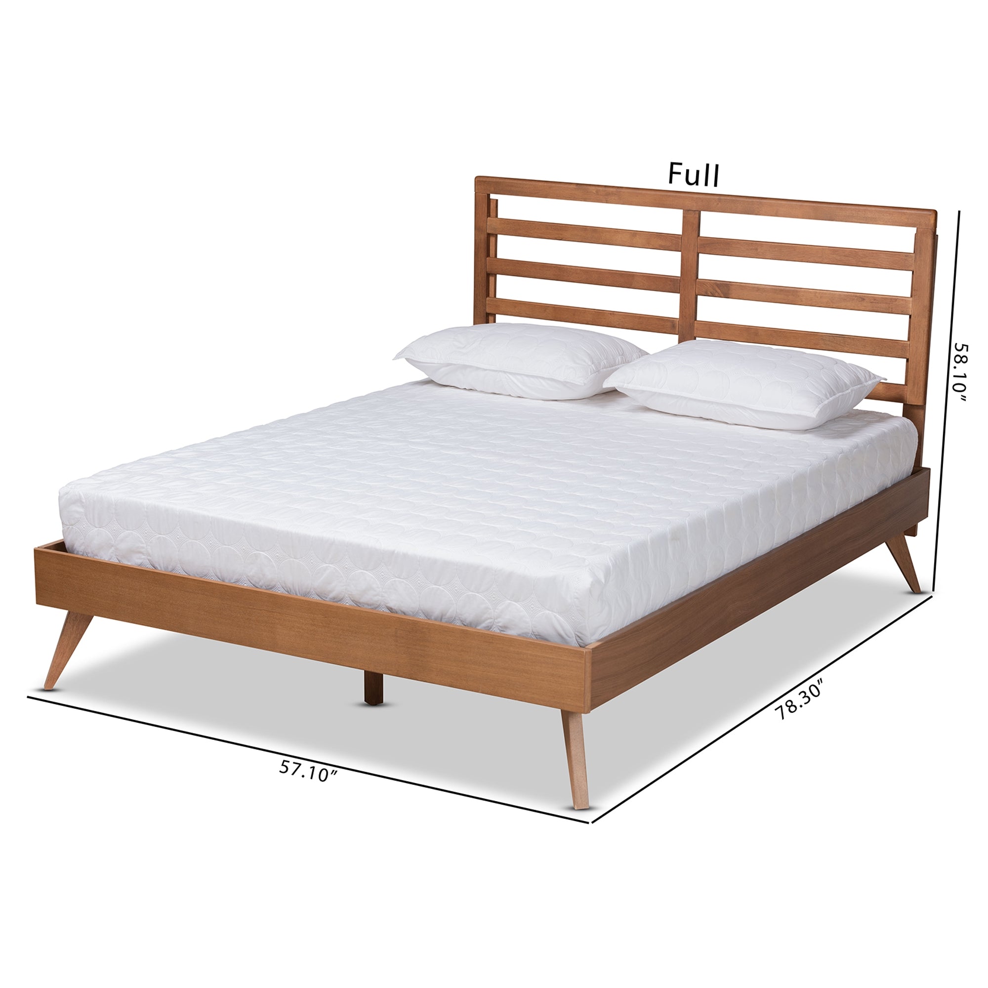 Baxton Studio Shiro Mid-Century Modern Ash Walnut Finished Wood Full Size Platform Bed