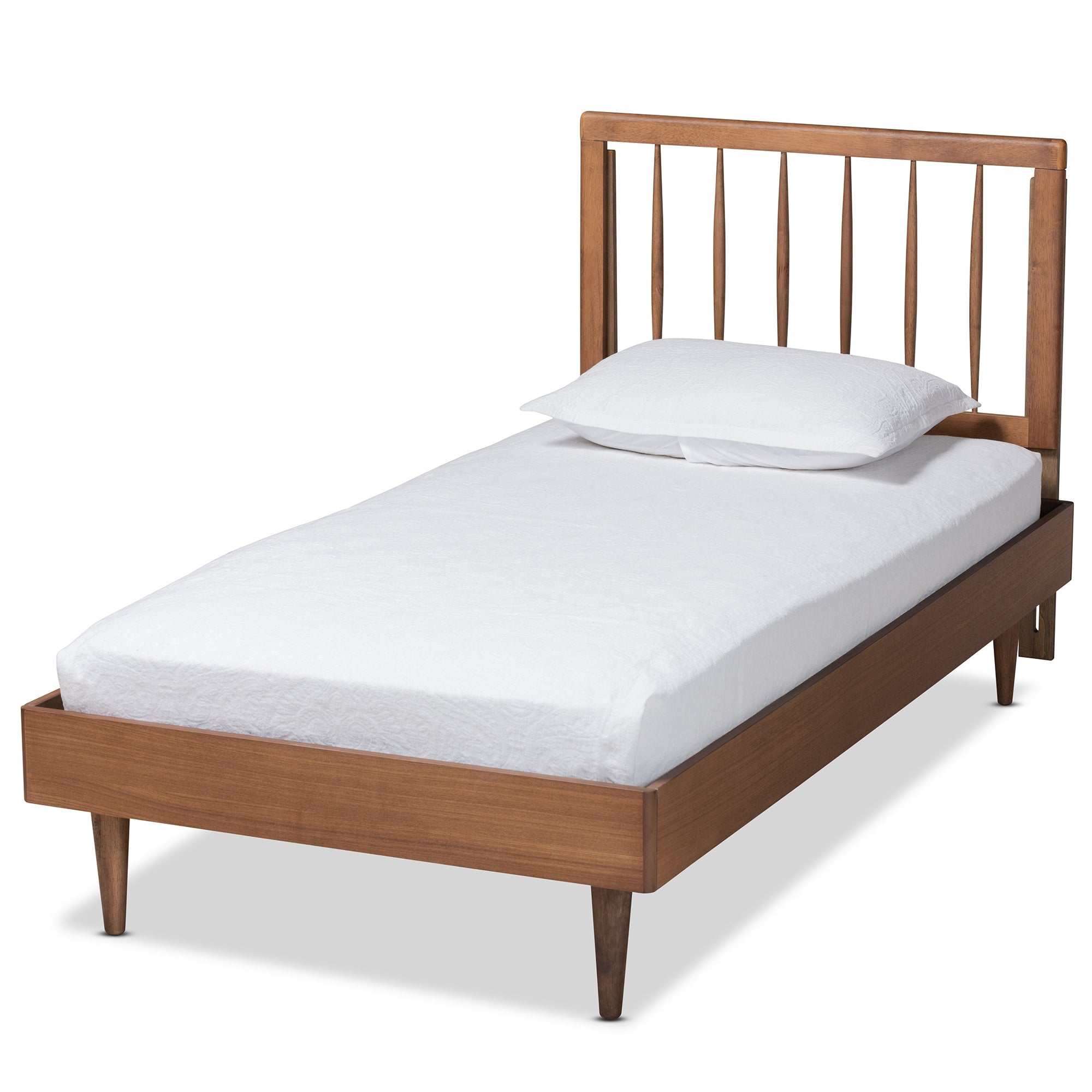 Baxton Studio Sora Mid-Century Modern Ash Walnut Finished Wood Twin Size Platform Bed