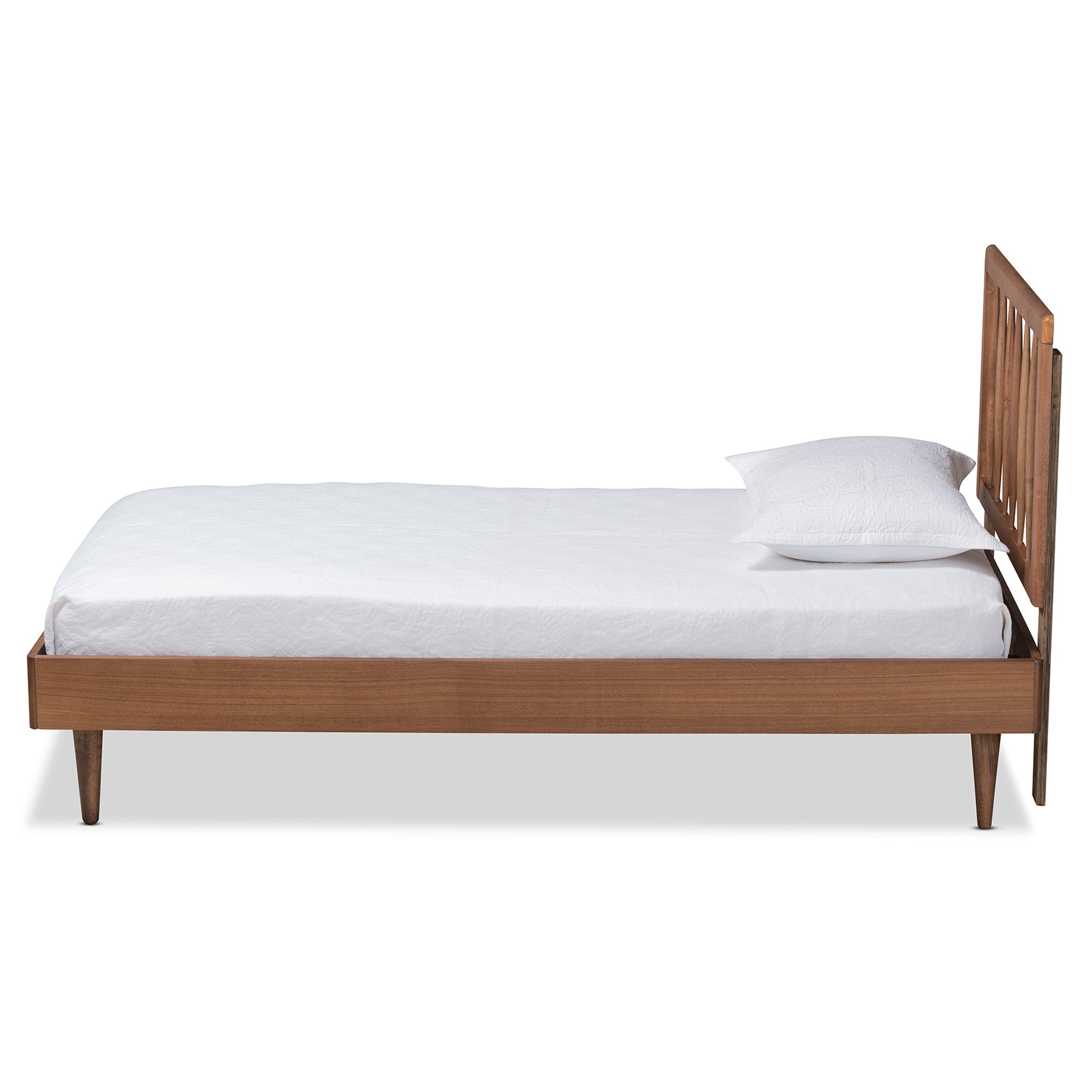 Baxton Studio Sora Mid-Century Modern Ash Walnut Finished Wood Twin Size Platform Bed