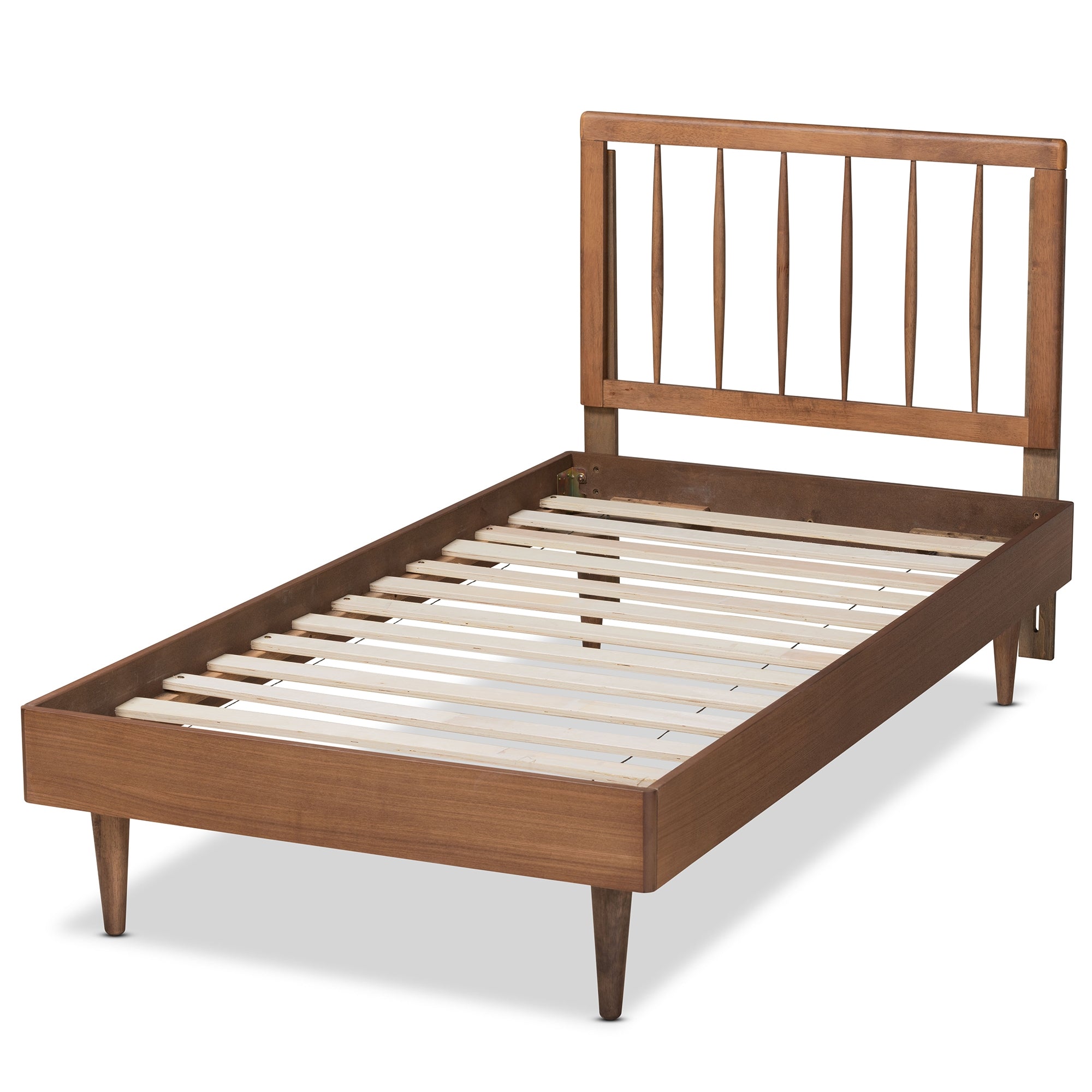 Baxton Studio Sora Mid-Century Modern Ash Walnut Finished Wood Twin Size Platform Bed