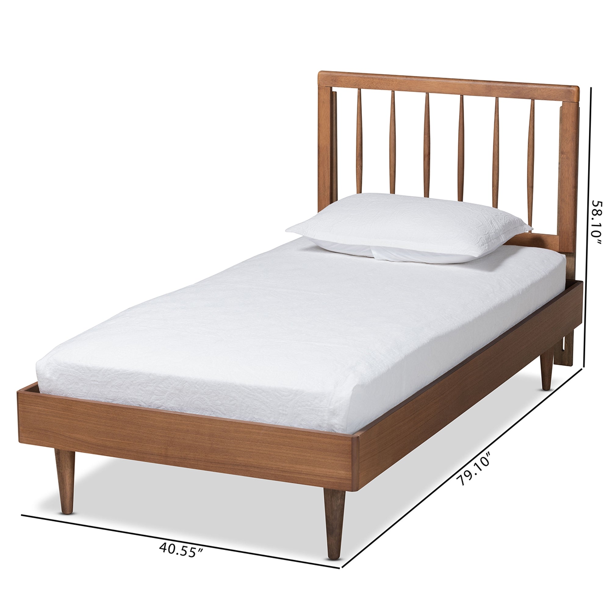 Baxton Studio Sora Mid-Century Modern Ash Walnut Finished Wood Twin Size Platform Bed
