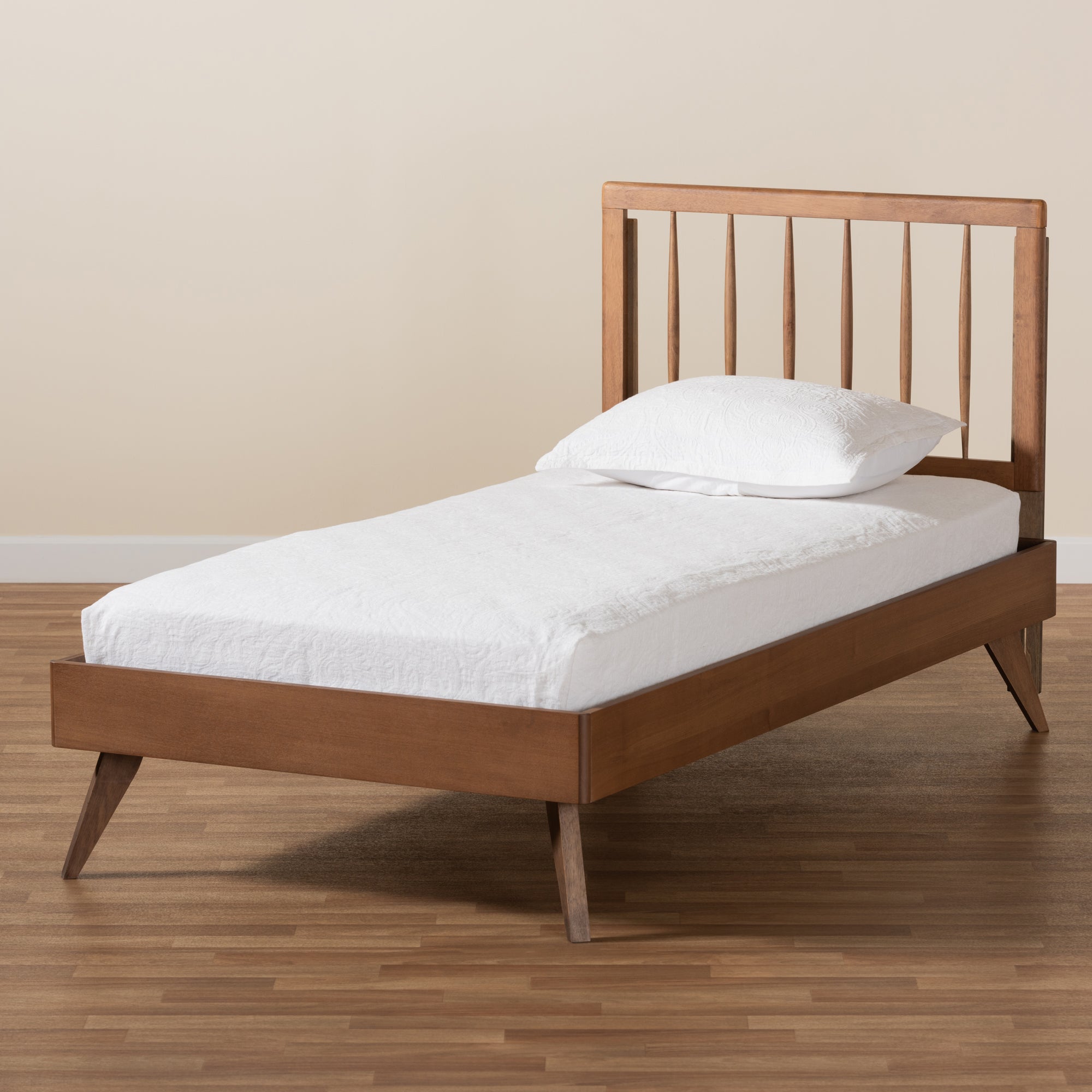 Baxton Studio Toru Mid-Century Modern Ash Walnut Finished Wood Twin Size Platform Bed