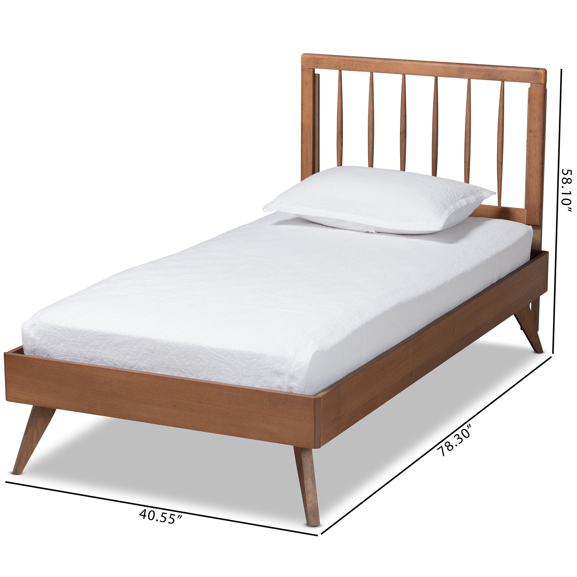 Baxton Studio Toru Mid-Century Modern Ash Walnut Finished Wood Twin Size Platform Bed