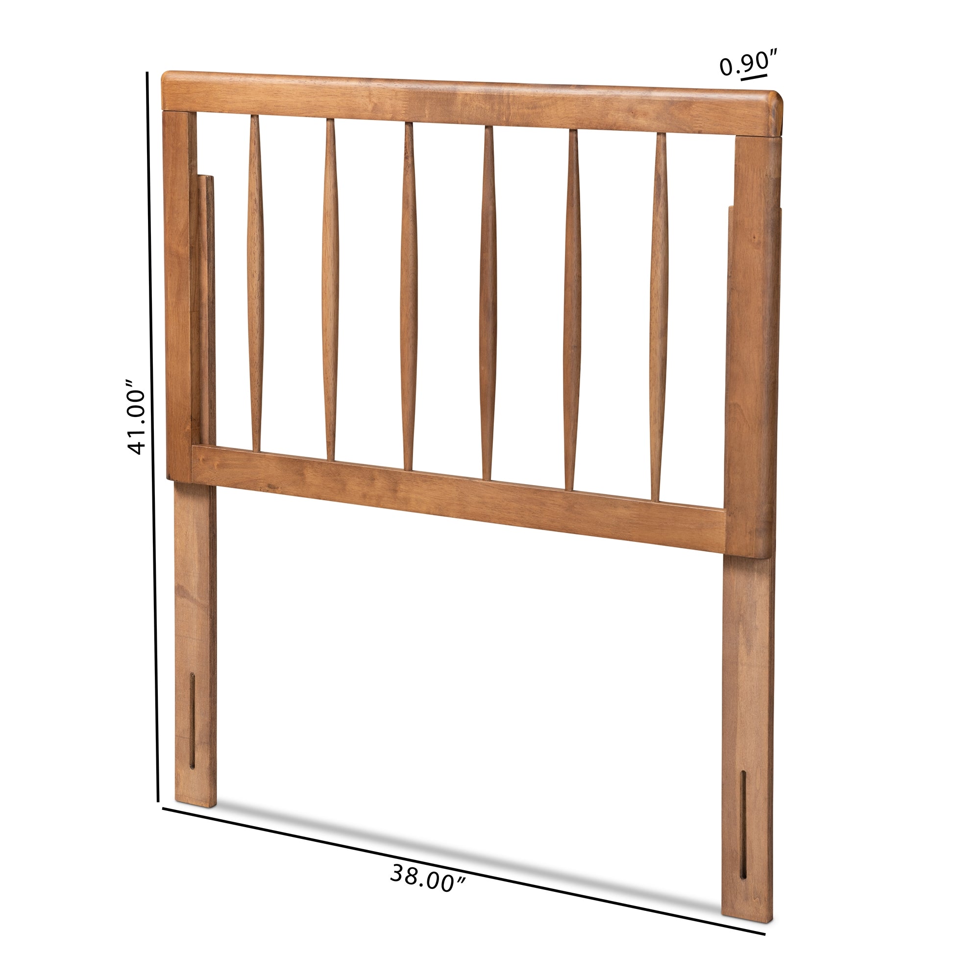Baxton Studio Valin Modern and Contemporary Ash Walnut Finished Wood Twin Size Headboard