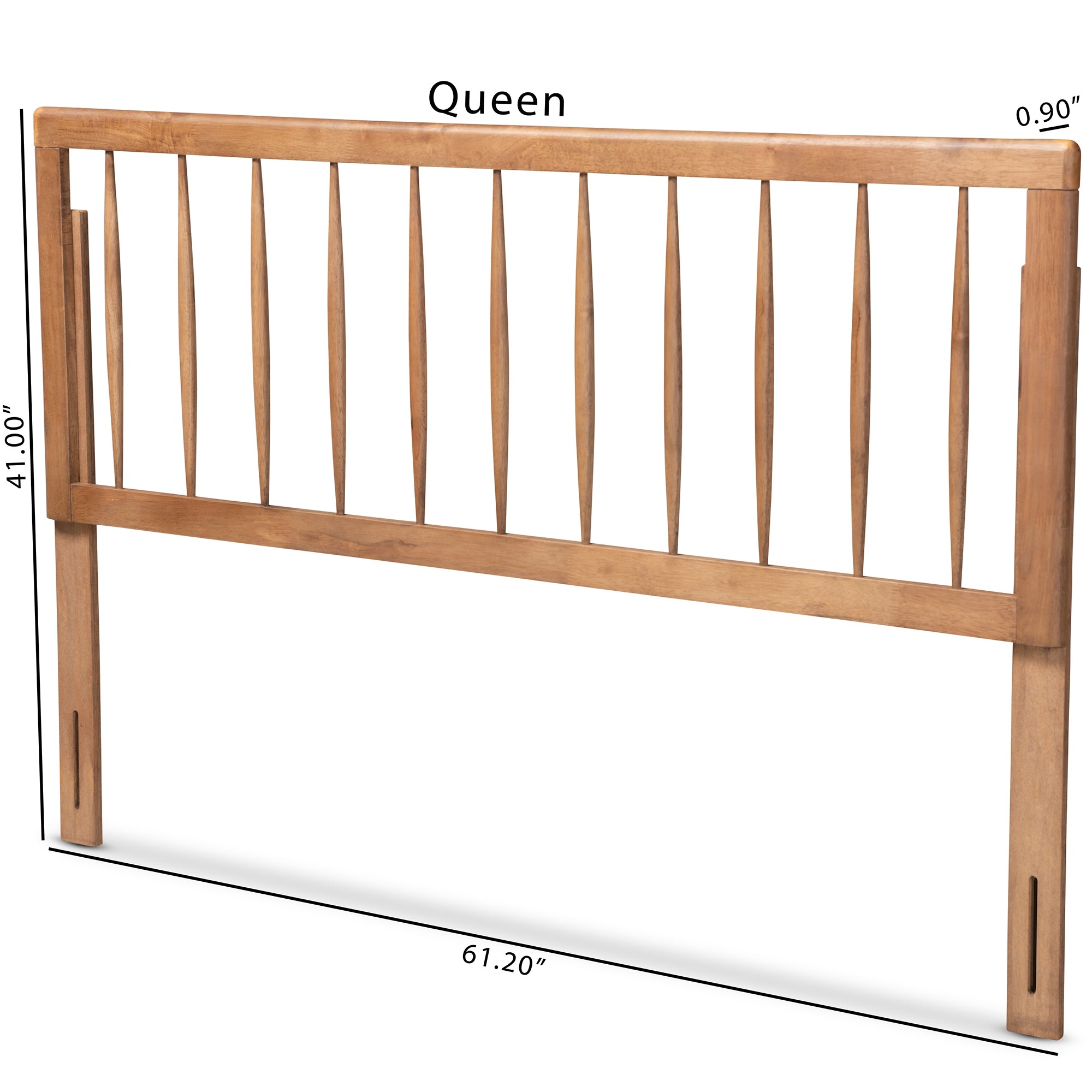 Baxton Studio Valin Modern and Contemporary Ash Walnut Finished Wood Queen Size Headboard