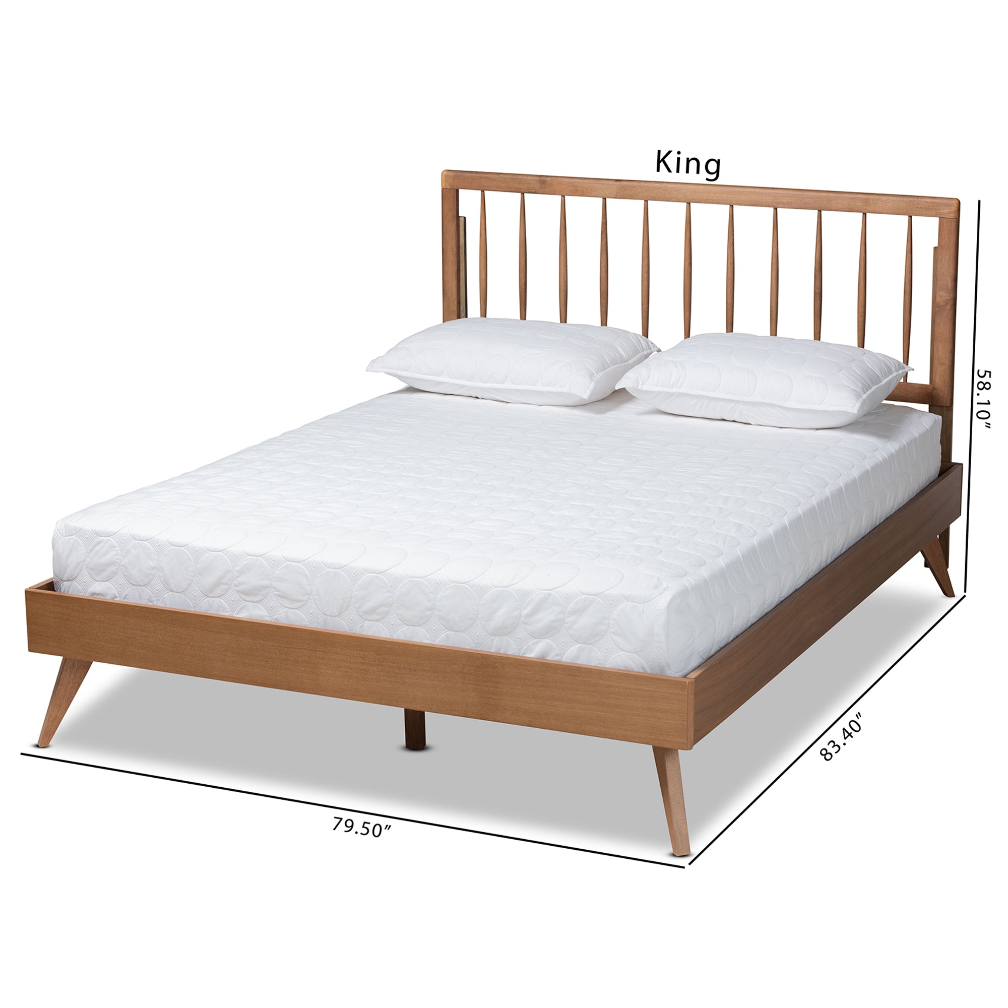 Baxton Studio Toru Mid-Century Modern Ash Walnut Finished Wood King Size Platform Bed