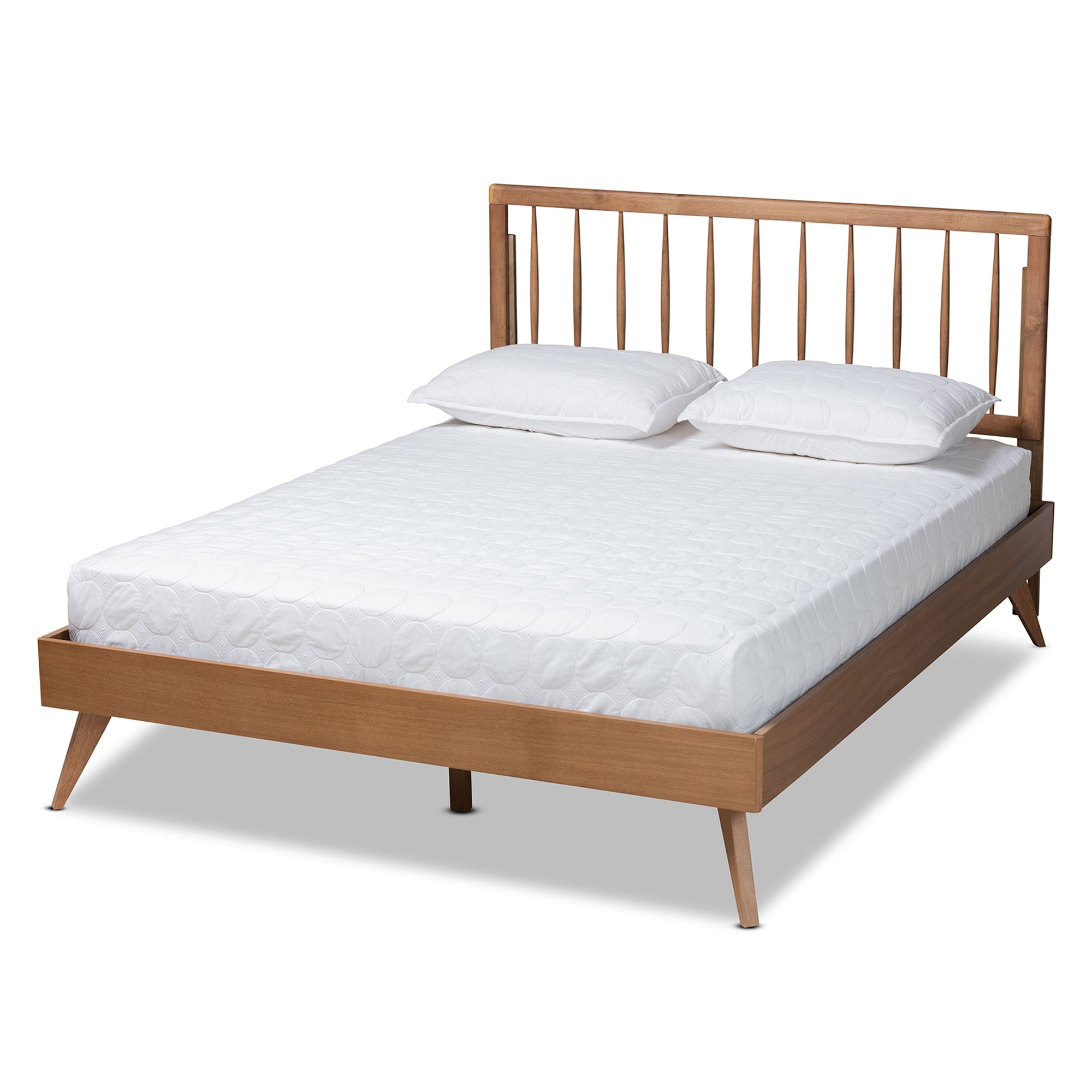 Baxton Studio Toru Mid-Century Modern Ash Walnut Finished Wood King Size Platform Bed