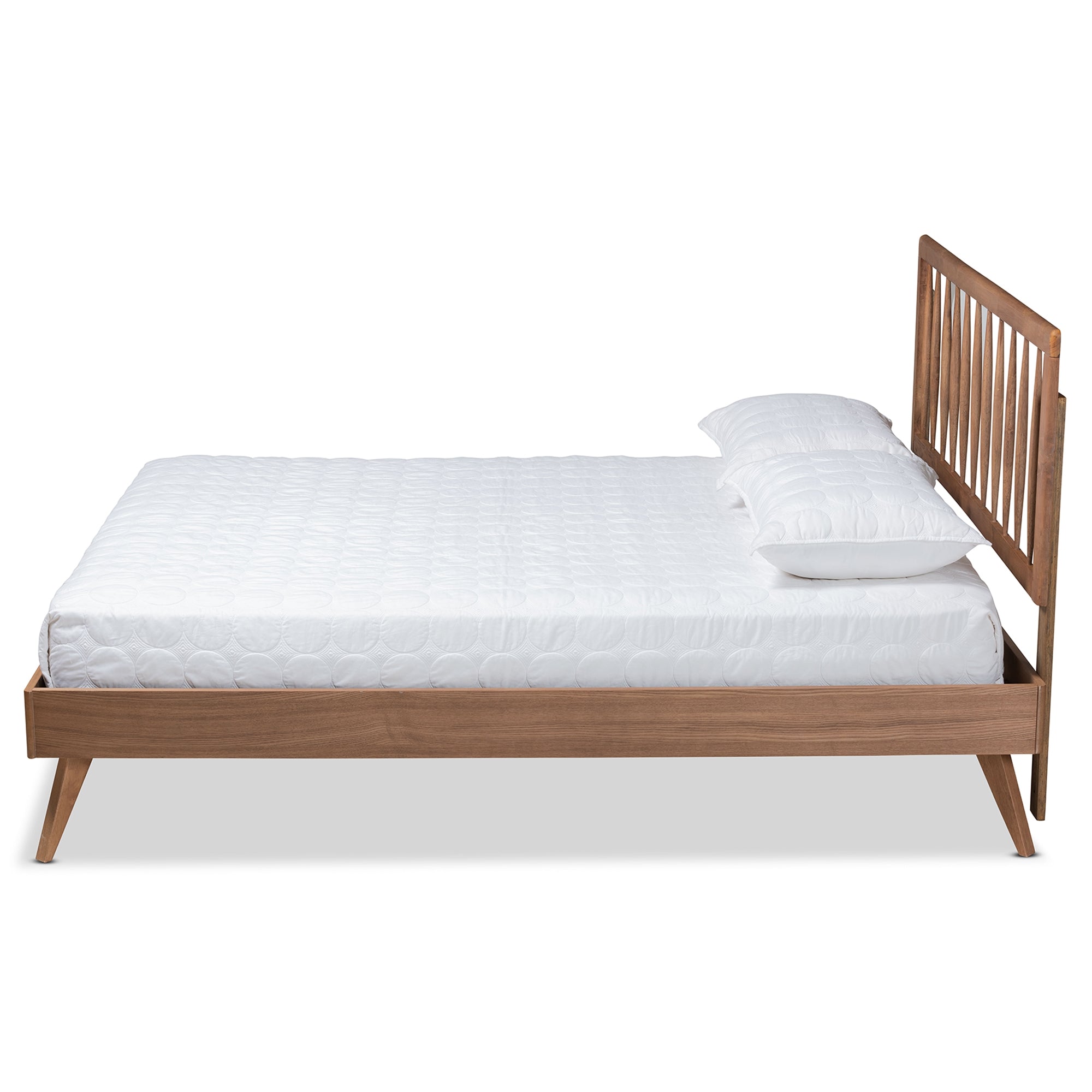 Baxton Studio Toru Mid-Century Modern Ash Walnut Finished Wood Queen Size Platform Bed