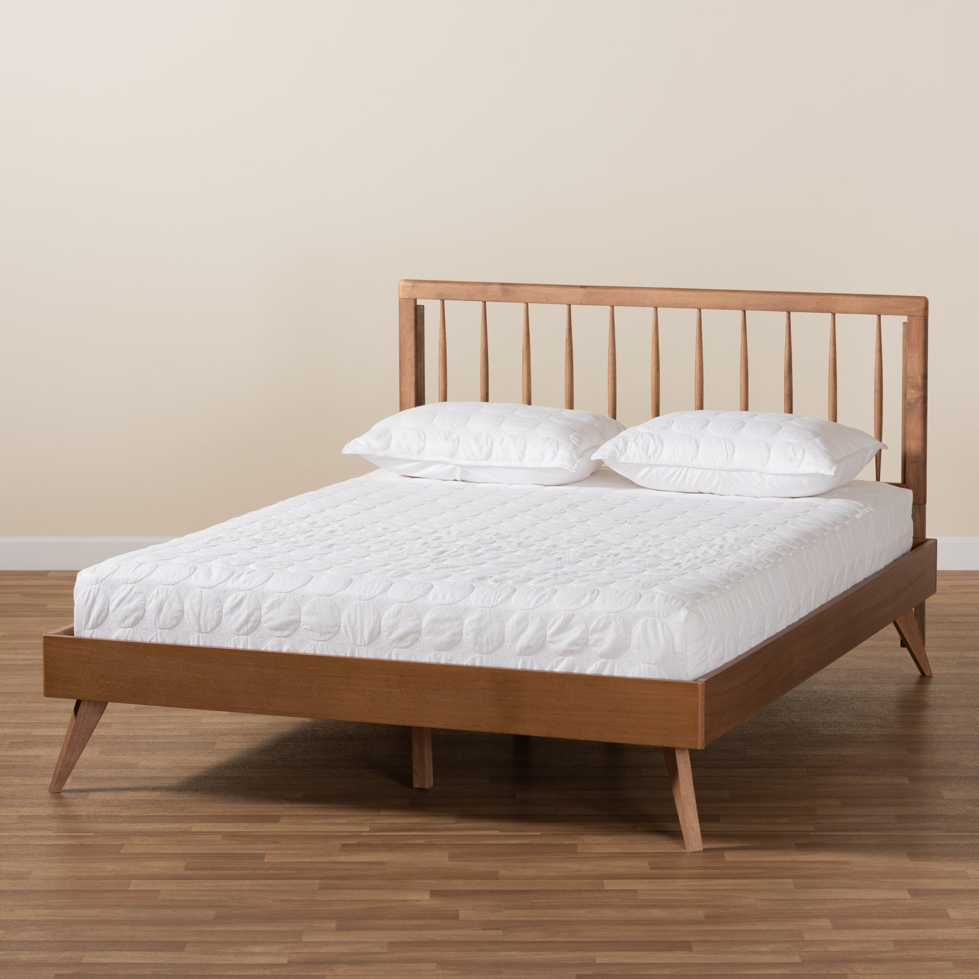 Baxton Studio Toru Mid-Century Modern Ash Walnut Finished Wood Full Size Platform Bed