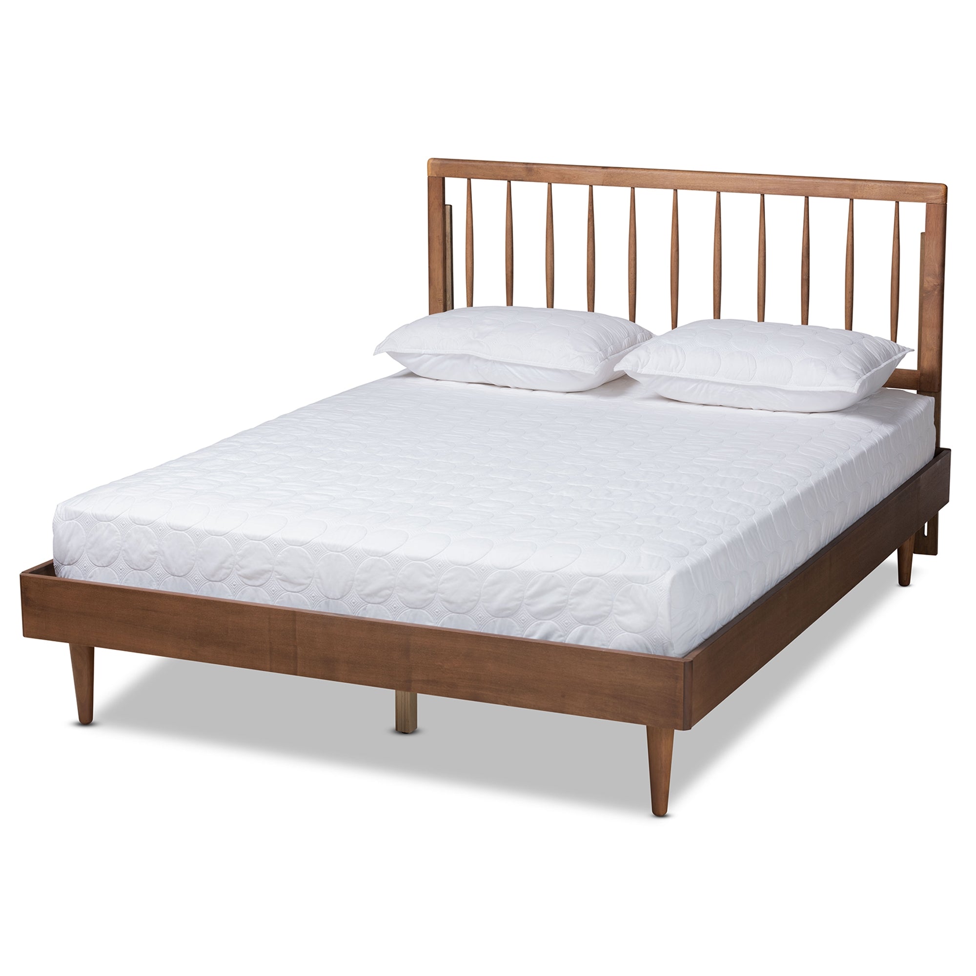 Baxton Studio Sora Mid-Century Modern Ash Walnut Finished Wood Queen Size Platform Bed