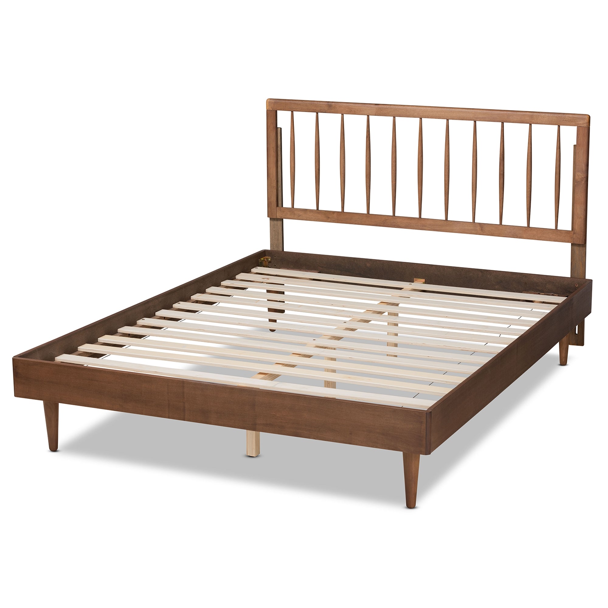 Baxton Studio Sora Mid-Century Modern Ash Walnut Finished Wood King Size Platform Bed