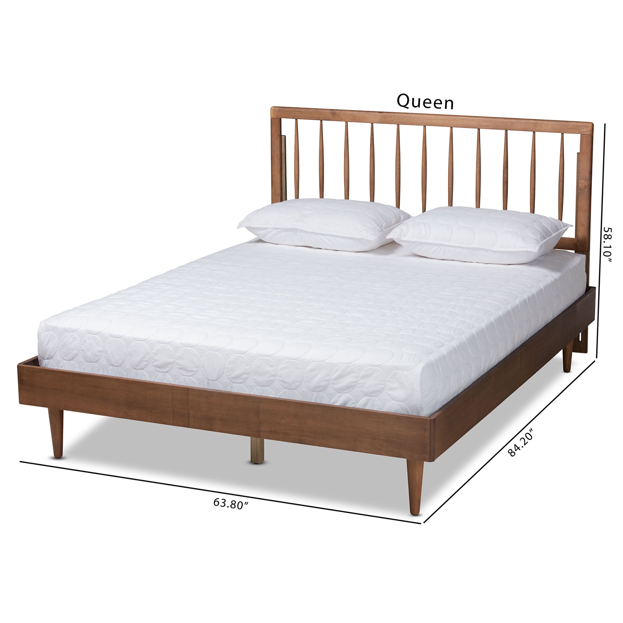 Baxton Studio Sora Mid-Century Modern Ash Walnut Finished Wood Queen Size Platform Bed
