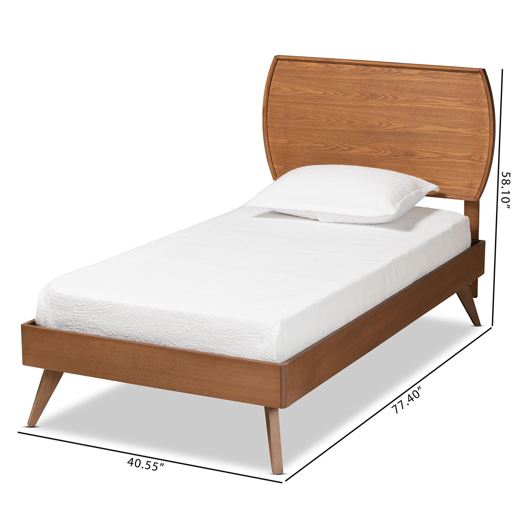 Baxton Studio Aimi Mid-Century Modern Walnut Brown Finished Wood Twin Size Platform Bed