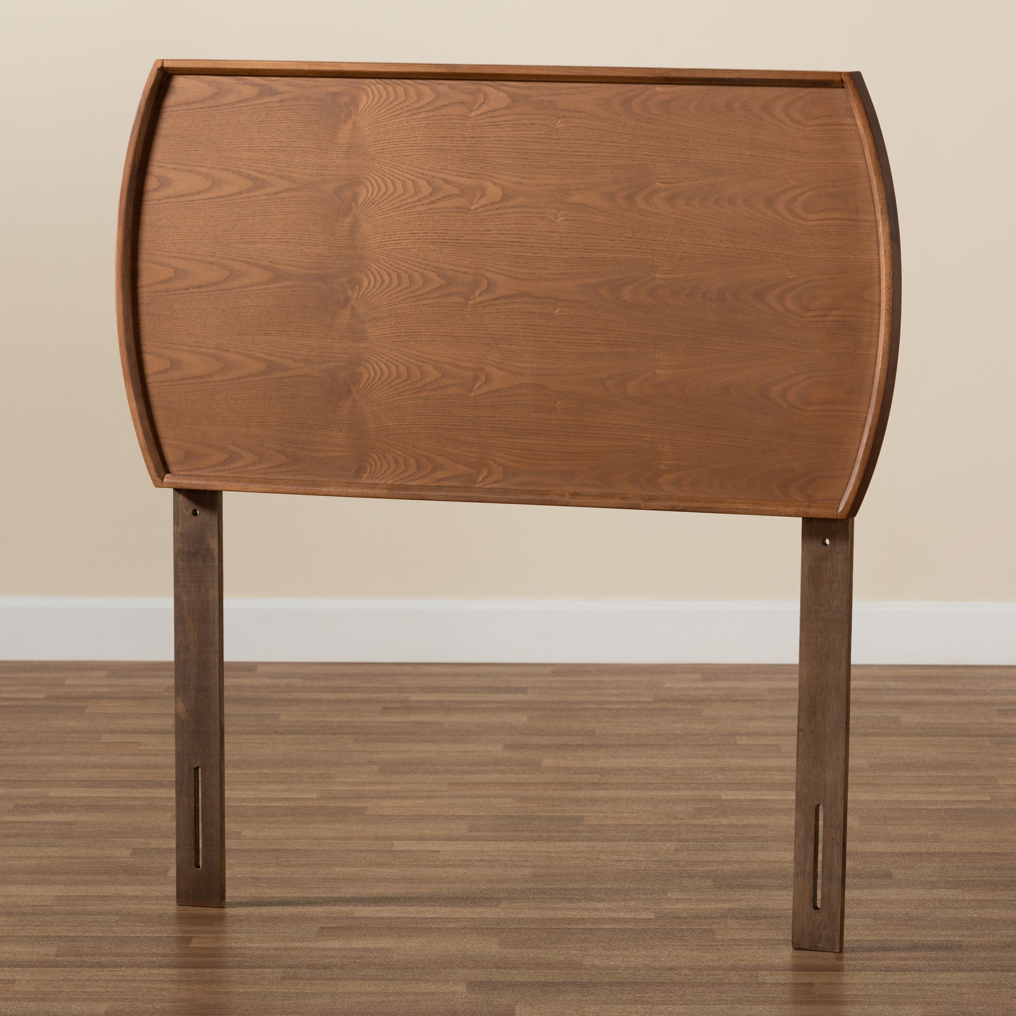 Baxton Studio Laurien Mid-Century Modern Ash Walnut Finished Wood Twin Size Headboard