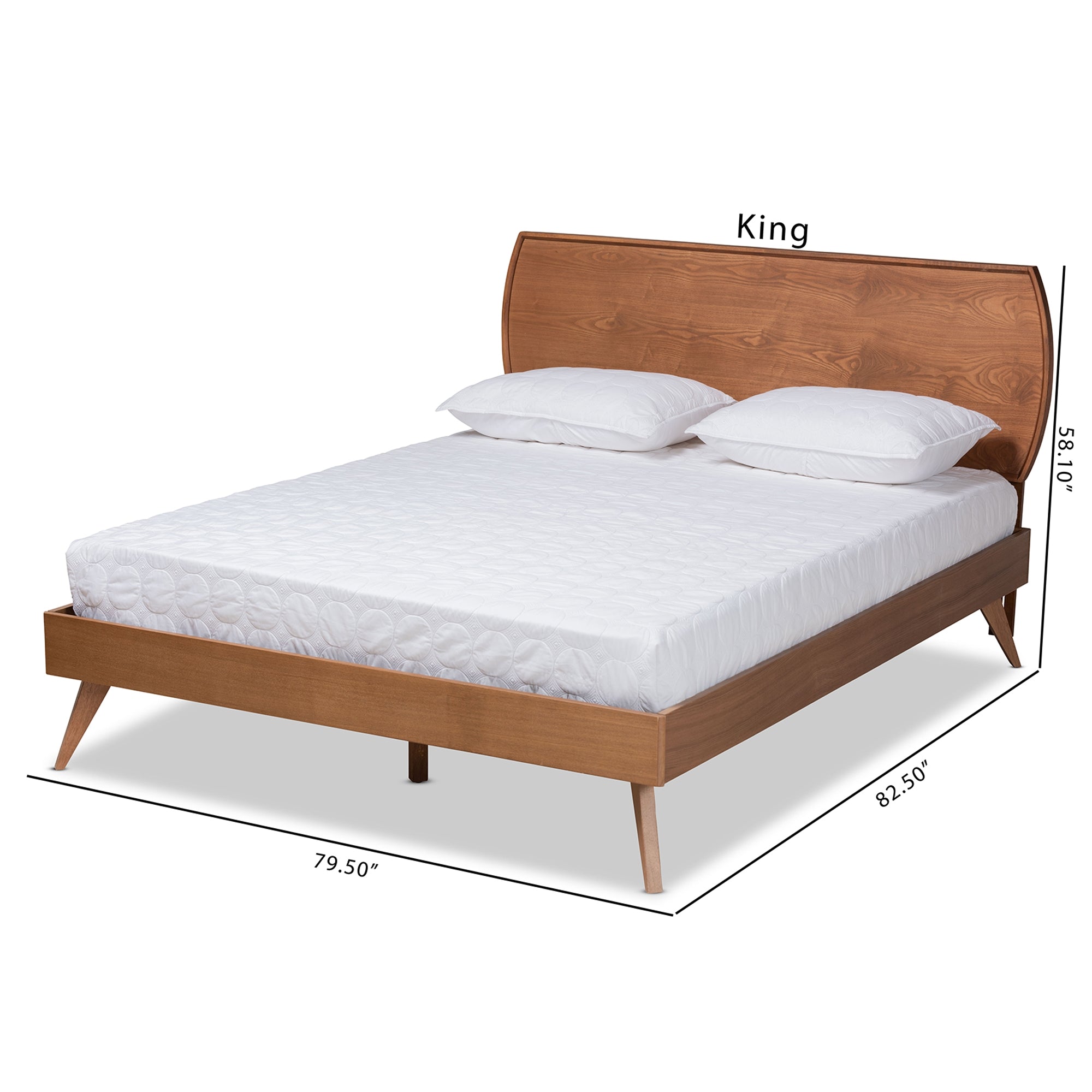 Baxton Studio Aimi Mid-Century Modern Walnut Brown Finished Wood Full Size Platform Bed