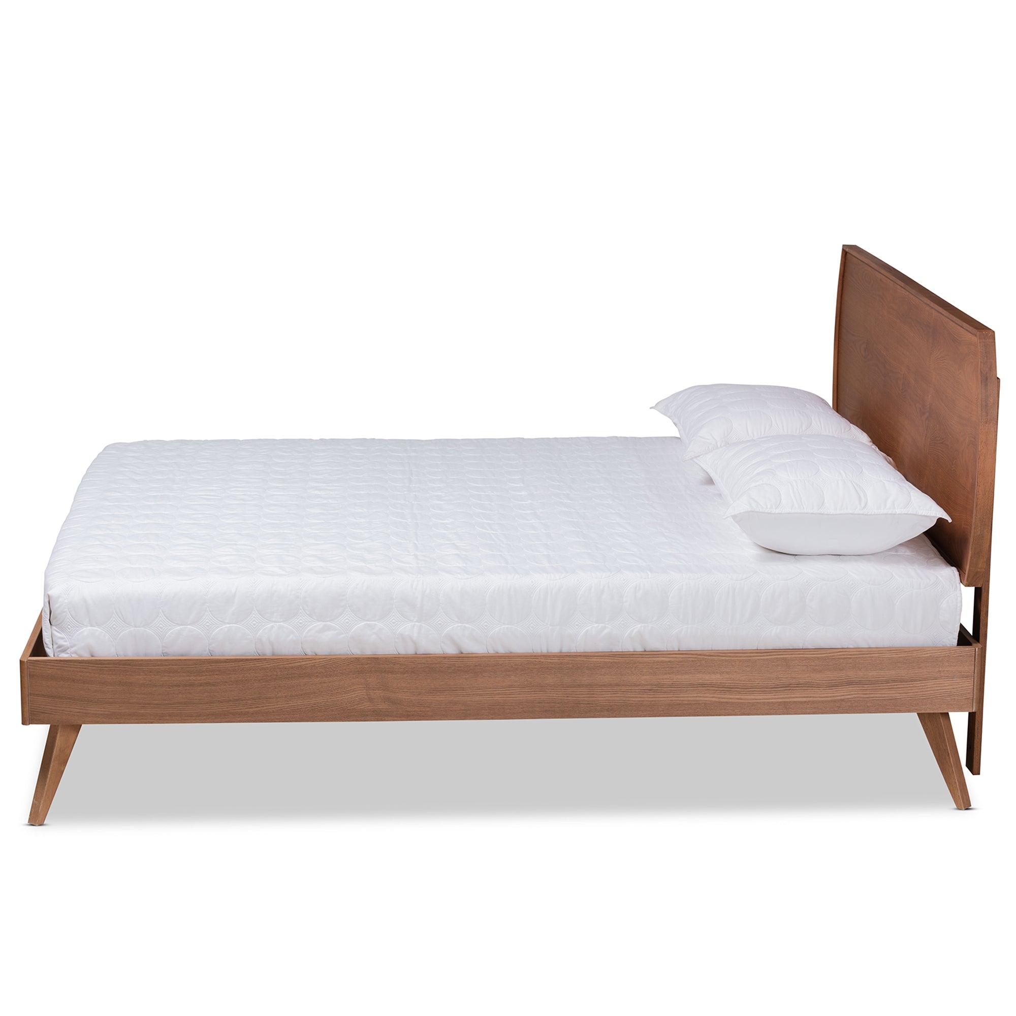 Baxton Studio Aimi Mid-Century Modern Walnut Brown Finished Wood Queen Size Platform Bed