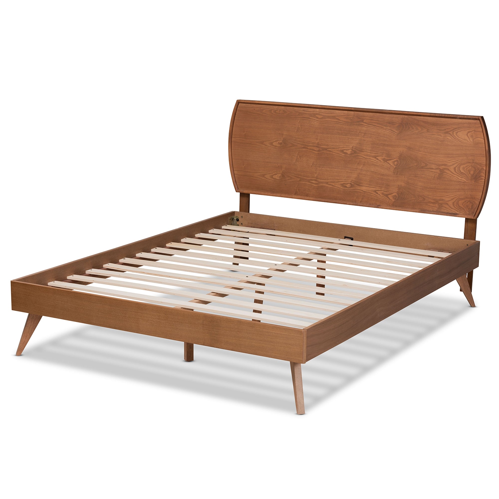 Baxton Studio Aimi Mid-Century Modern Walnut Brown Finished Wood Queen Size Platform Bed