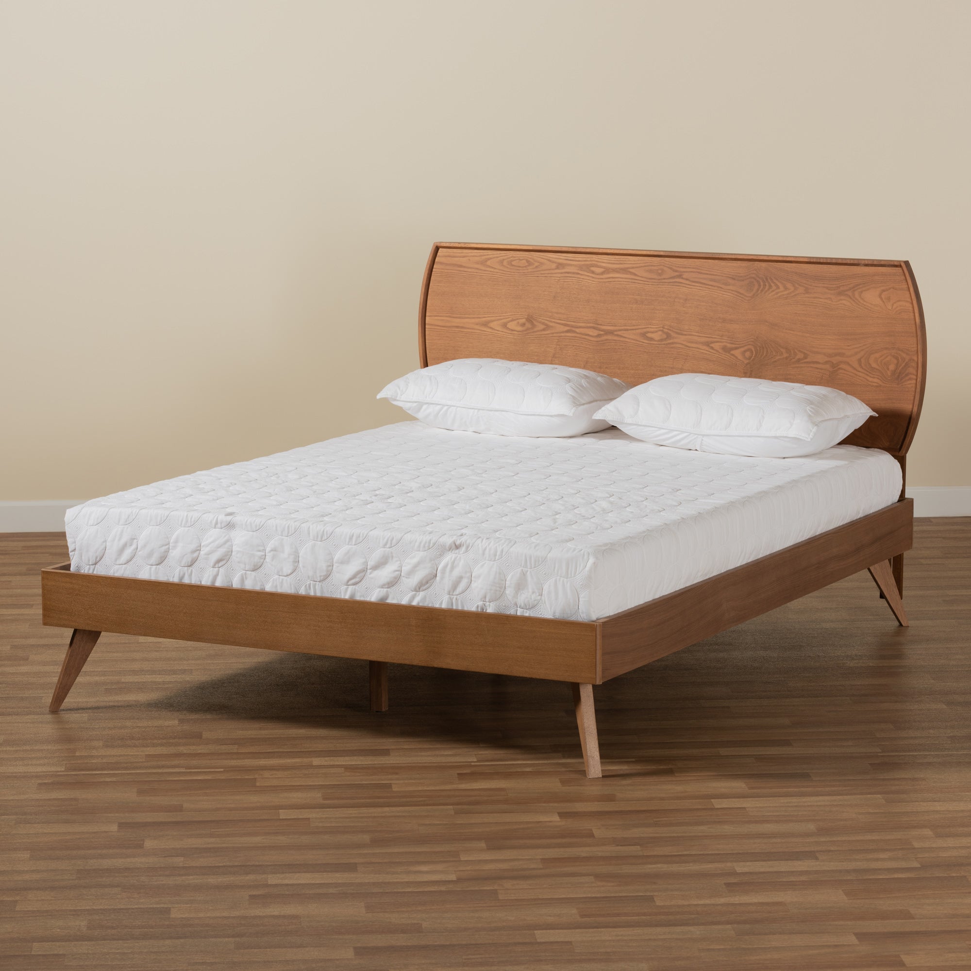 Baxton Studio Aimi Mid-Century Modern Walnut Brown Finished Wood Full Size Platform Bed