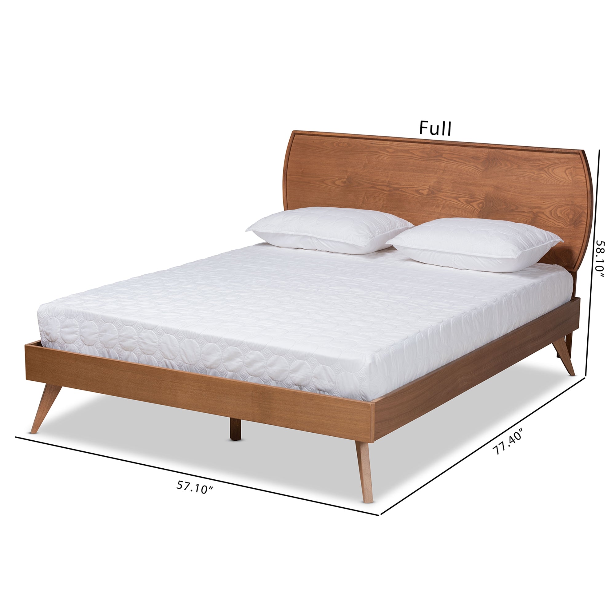 Baxton Studio Aimi Mid-Century Modern Walnut Brown Finished Wood Full Size Platform Bed