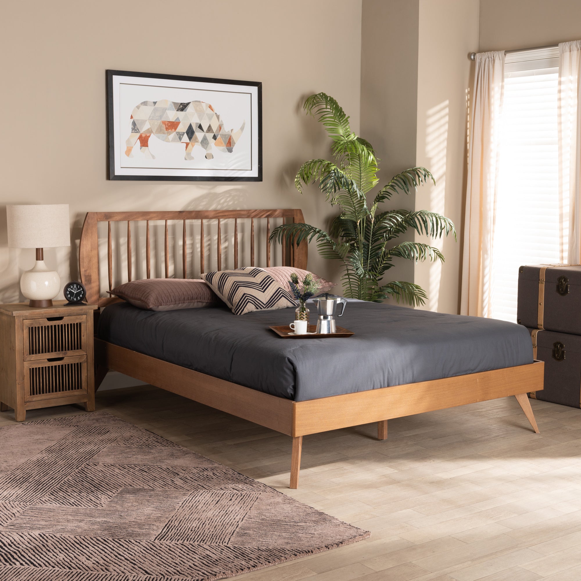 Baxton Studio Emiko Modern and Contemporary Walnut Brown Finished Wood Full Size Platform Bed