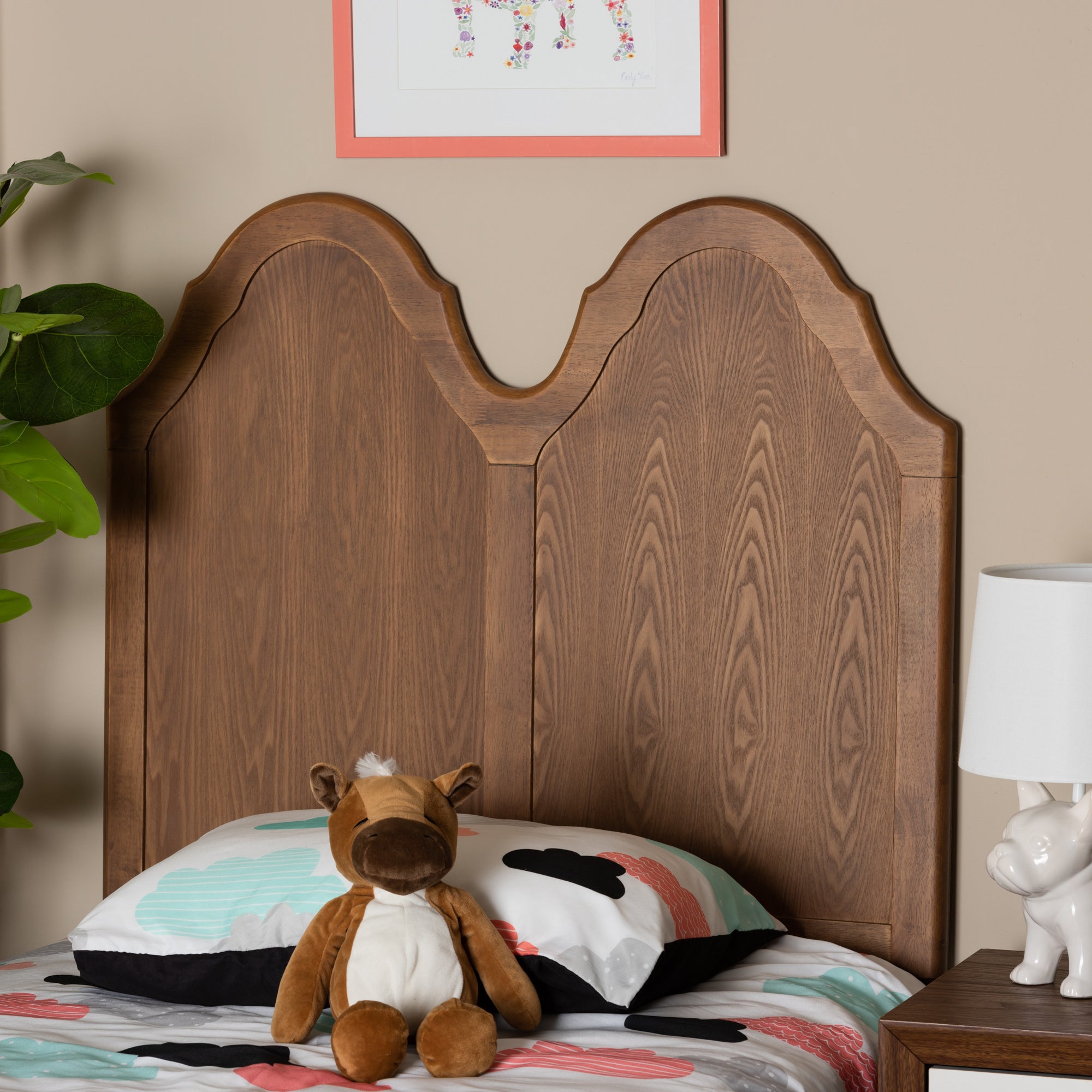 Baxton Studio Tobin Vintage Classic and Traditional Ash Walnut Finished Wood Twin Size Arched Headboard