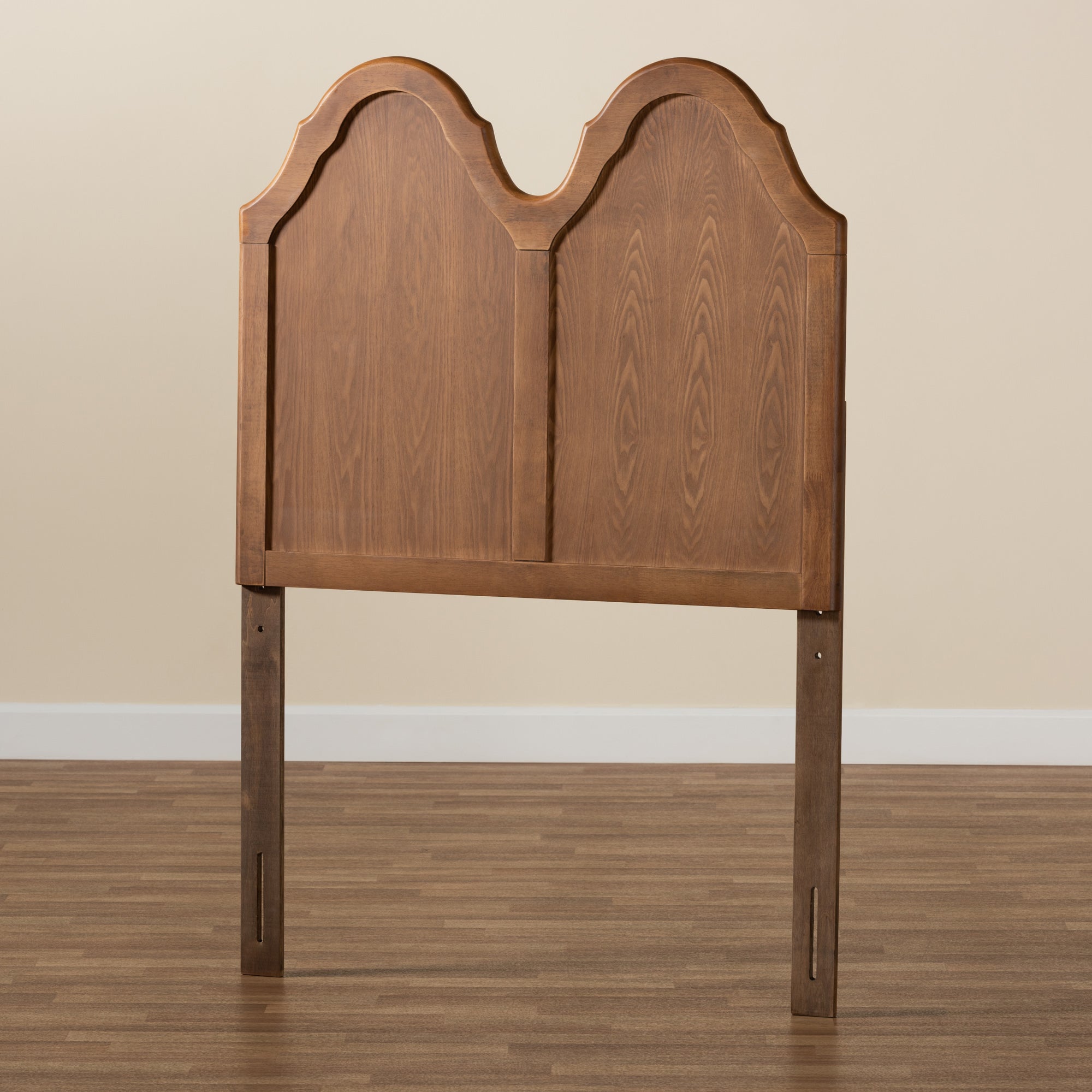 Baxton Studio Tobin Vintage Classic and Traditional Ash Walnut Finished Wood Twin Size Arched Headboard